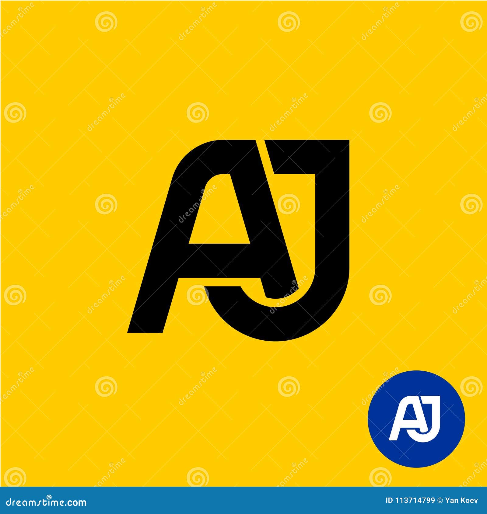 Aj monograma logotipo design letra texto nome símbolo logotipo