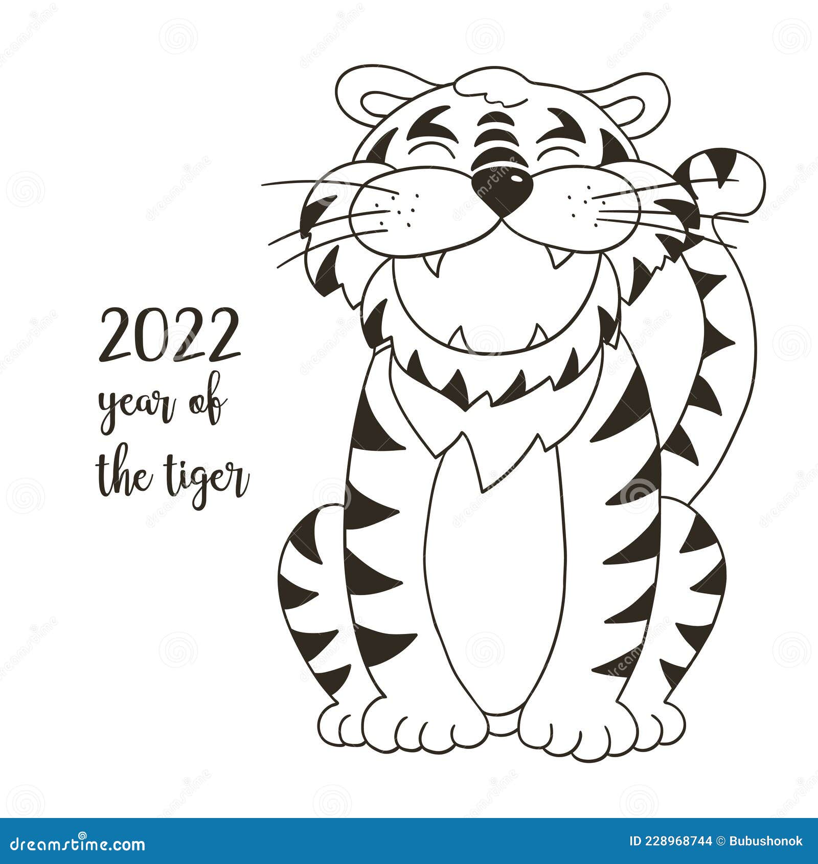 Ilustração Plana Do Tigre De Jogo Bonito. Símbolo Do Novo Ano 2022