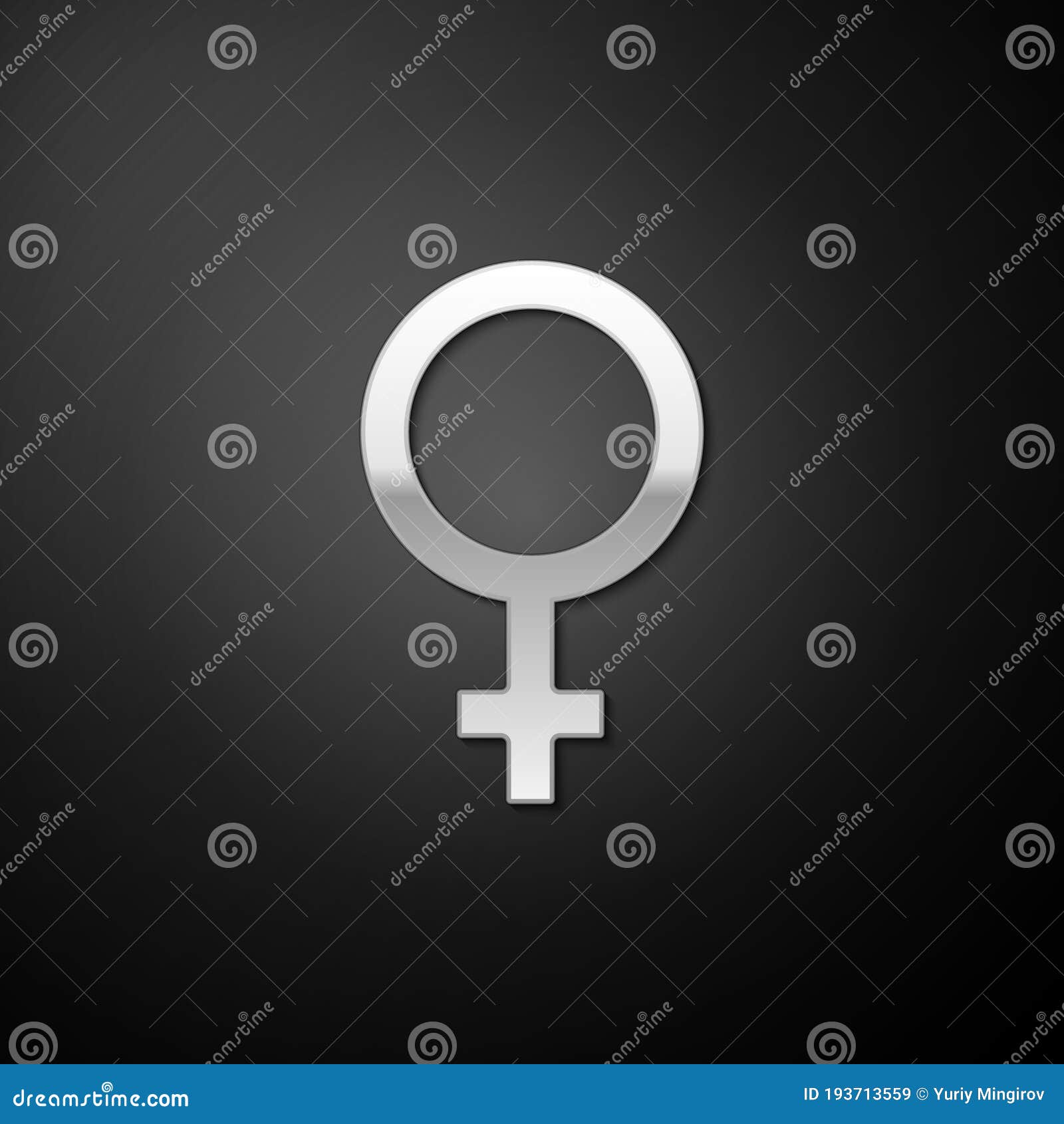 Símbolo De Sexo Feminino Prateado ícone Isolado Em Fundo Preto