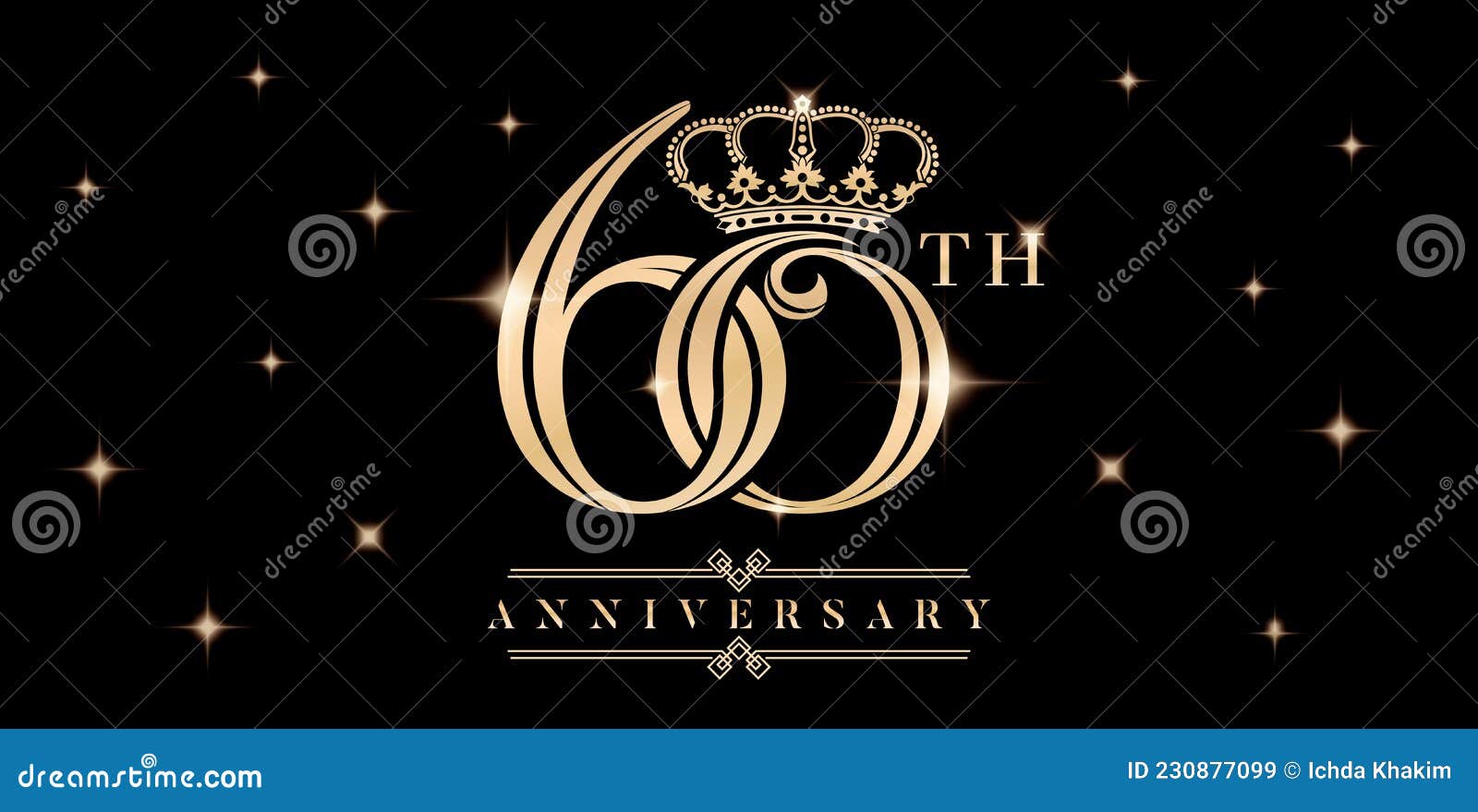 Diseño de celebración de aniversario de 60 años. Logotipo del 60 aniversario  con marco dorado aislado