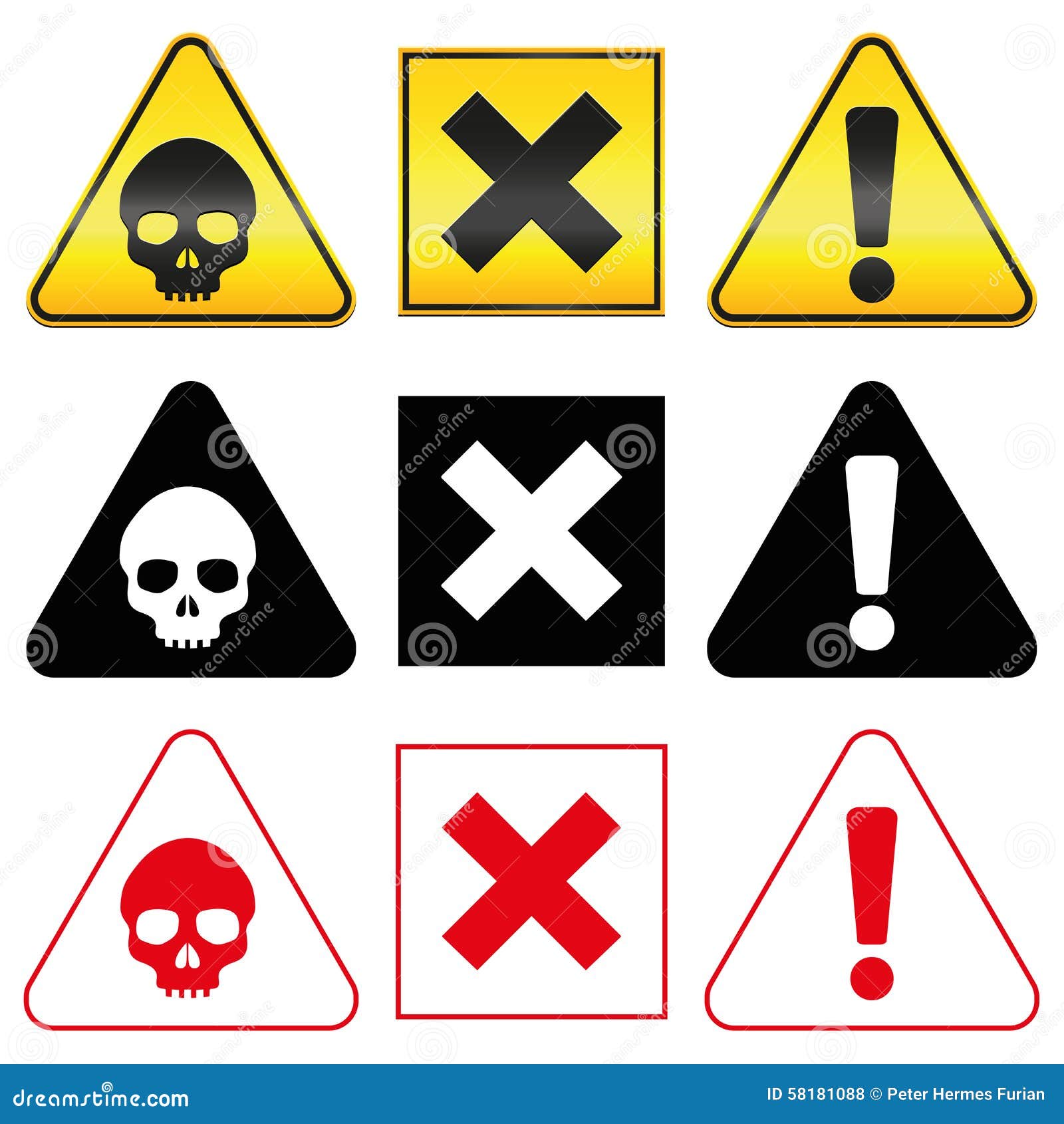 Símbolos De Advertência Do Perigo Do Perigo Ilustração do Vetor