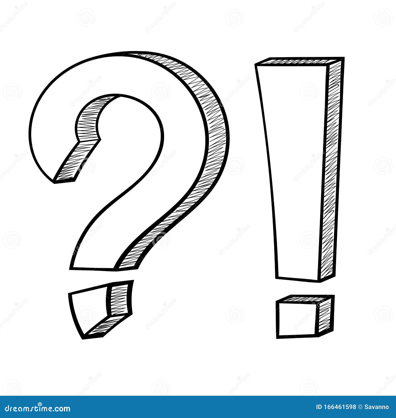 Símbolos De Puntuación Signo De Interrogación Y Signo De Exclamación Dibujo  a Mano Ilustración del Vector - Ilustración de pregunta, divertido:  166461598
