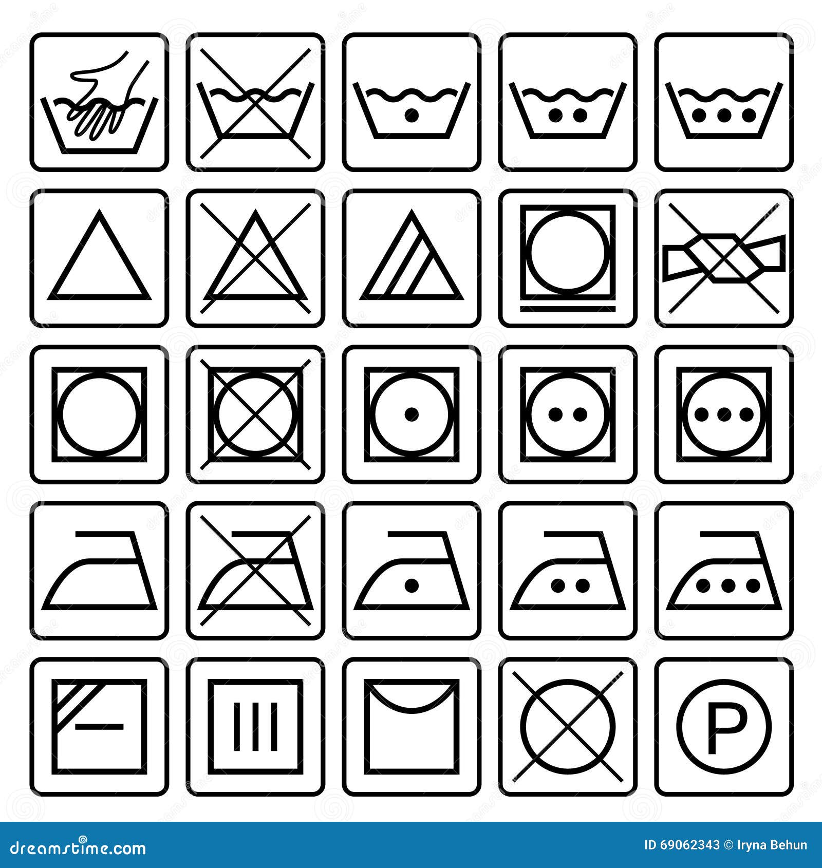 Símbolos Del Cuidado Lavadero Iconos Del La Materia Textil Ilustración del Vector Ilustración de insignias, cuidado: 69062343