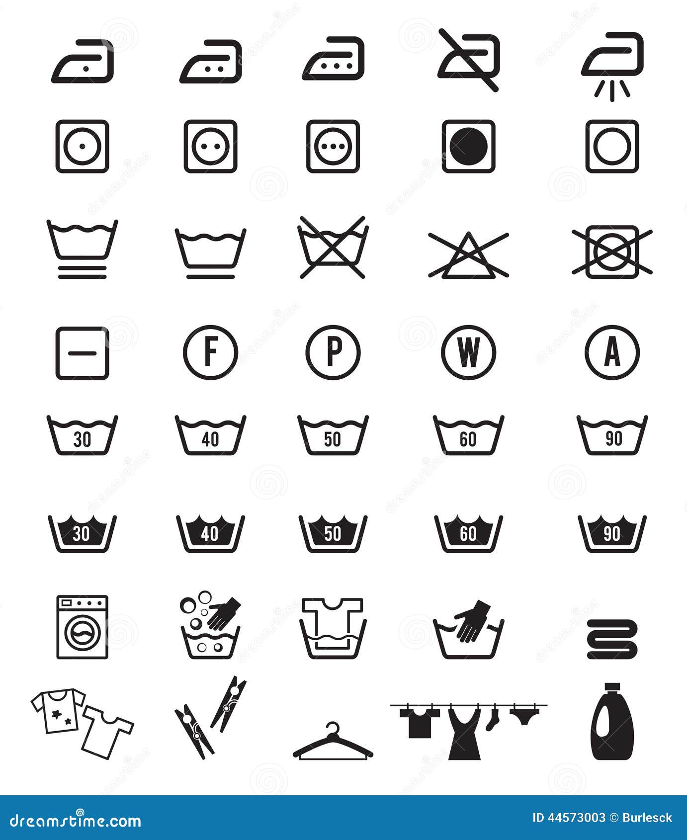 Símbolos Del Icono De Las Instrucciones De Del Lavadero Ilustración del Vector - Ilustración de cuidado, agua: 44573003
