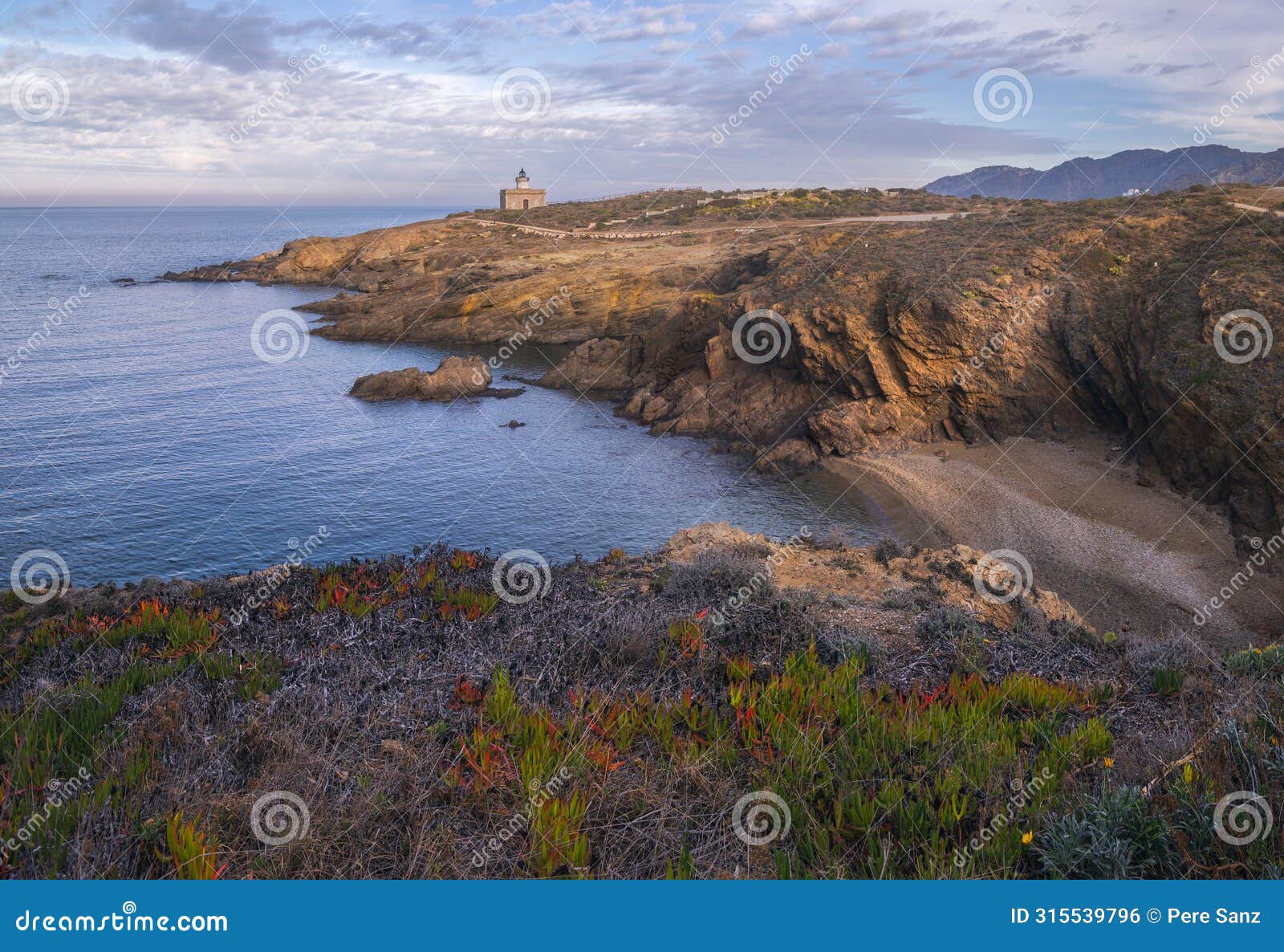 s'arenella lighthouse panoramic view, catalonia