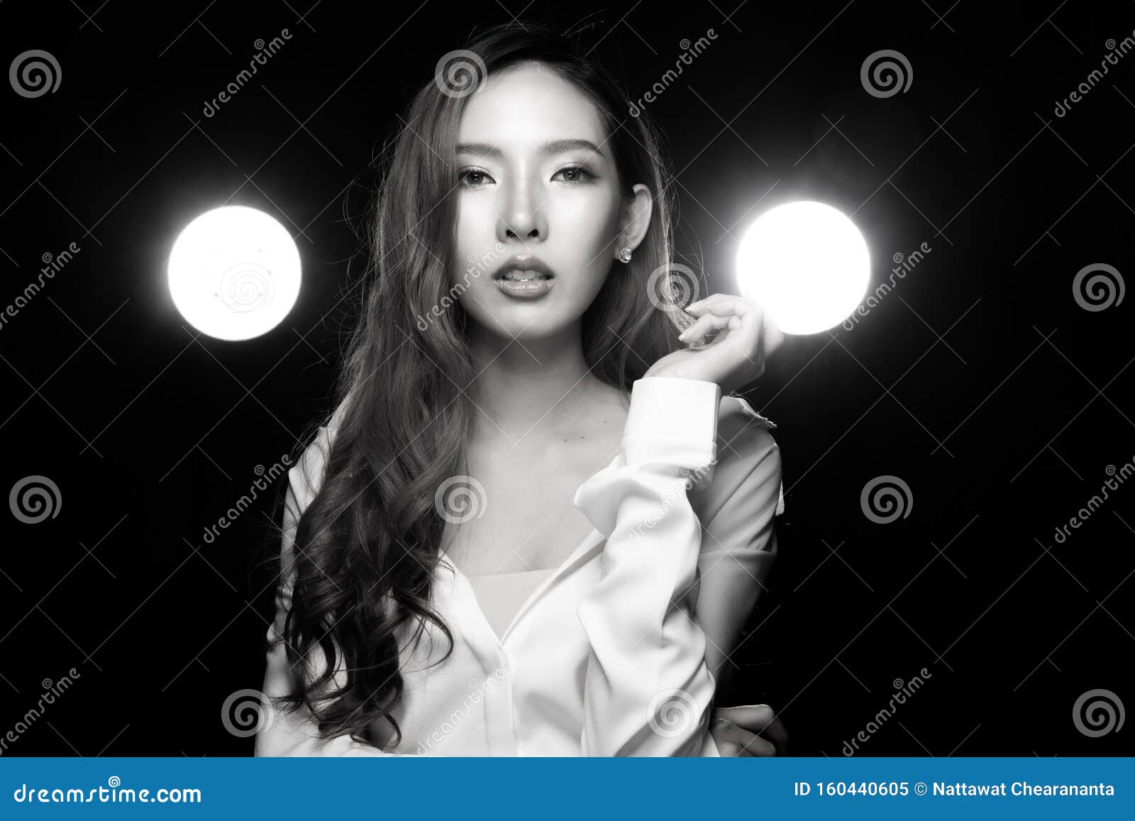 Asian Woman Curl Blonde Hair Style Throwing Flying Stock Image Image Of Asian Glamour
