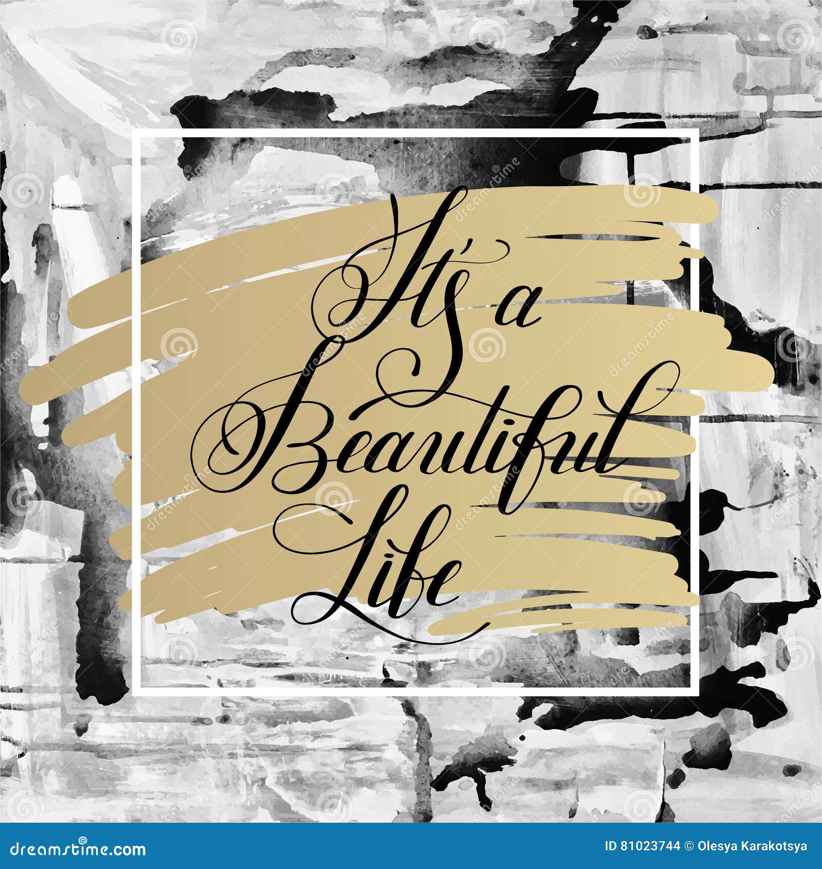 It`s A Beautiful Life Positive Hand Lettering Typography Poster Stock