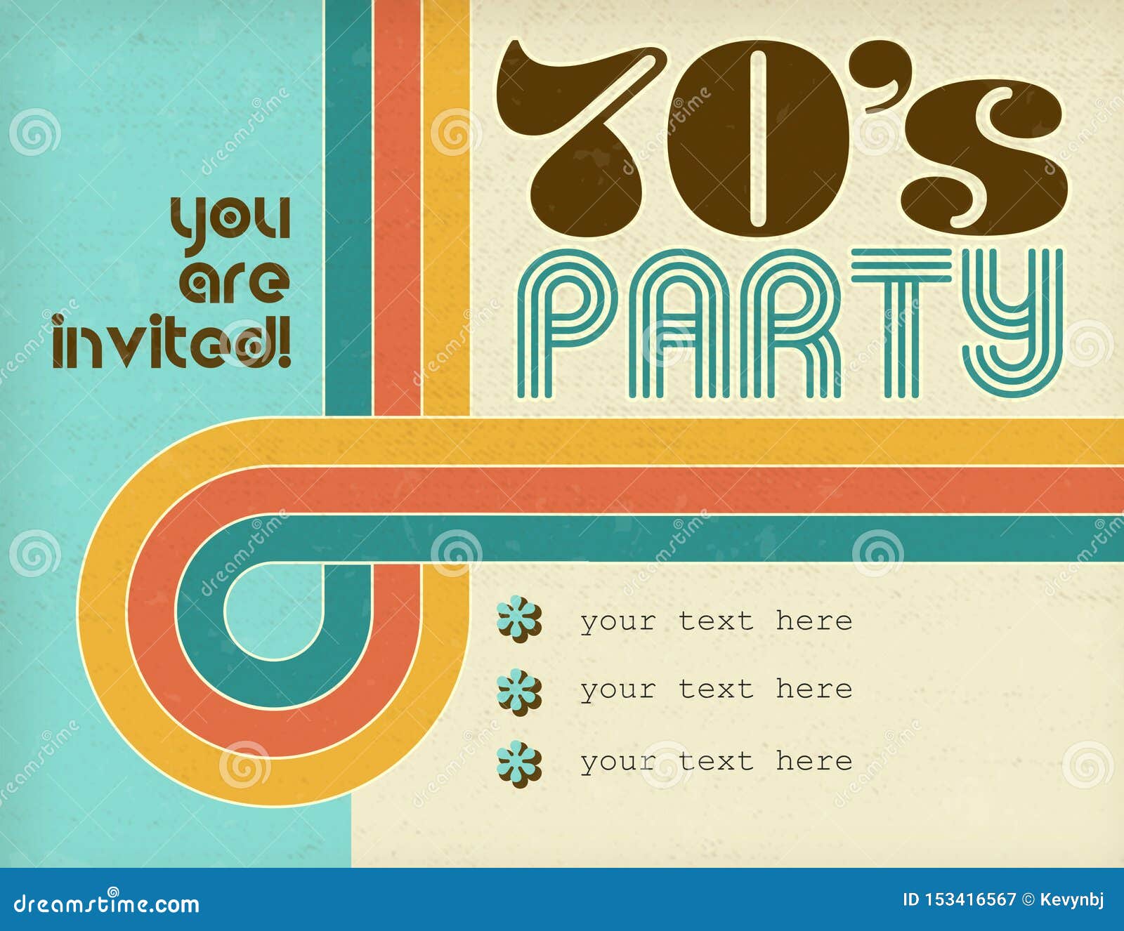 70s disco party retro invitation art card