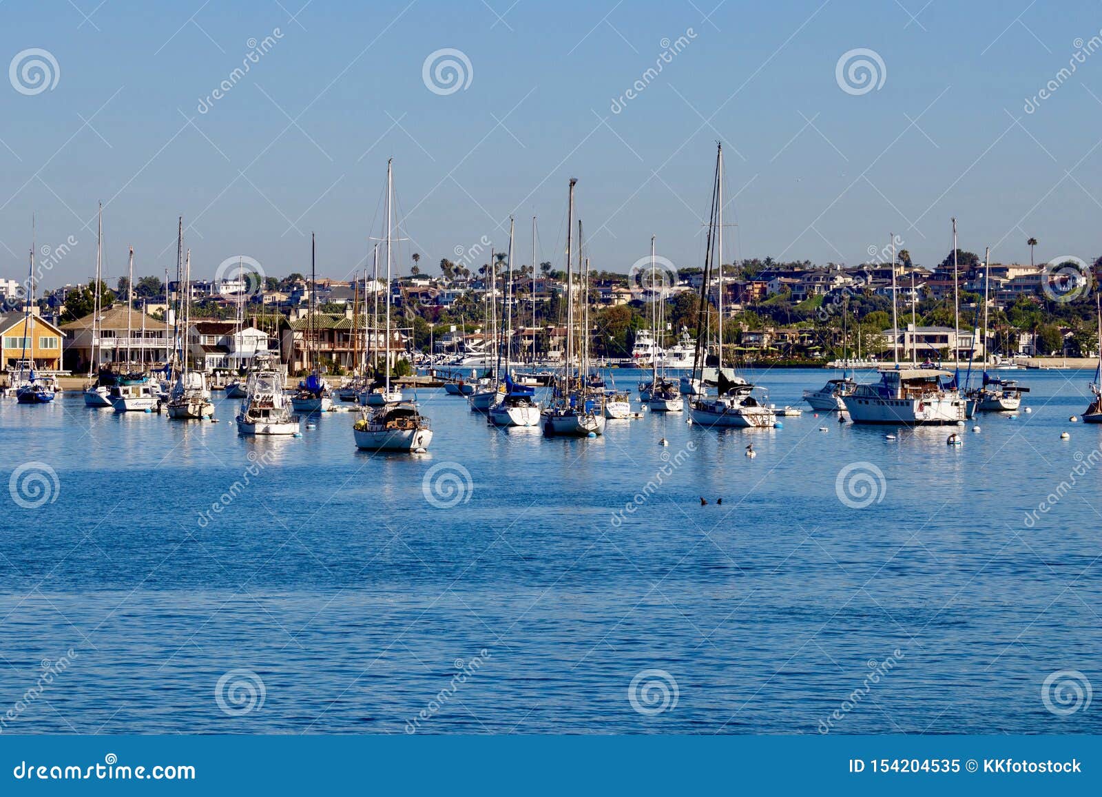 Sailboats Moored in Newport Beach Harbor Editorial Image - Image of ...