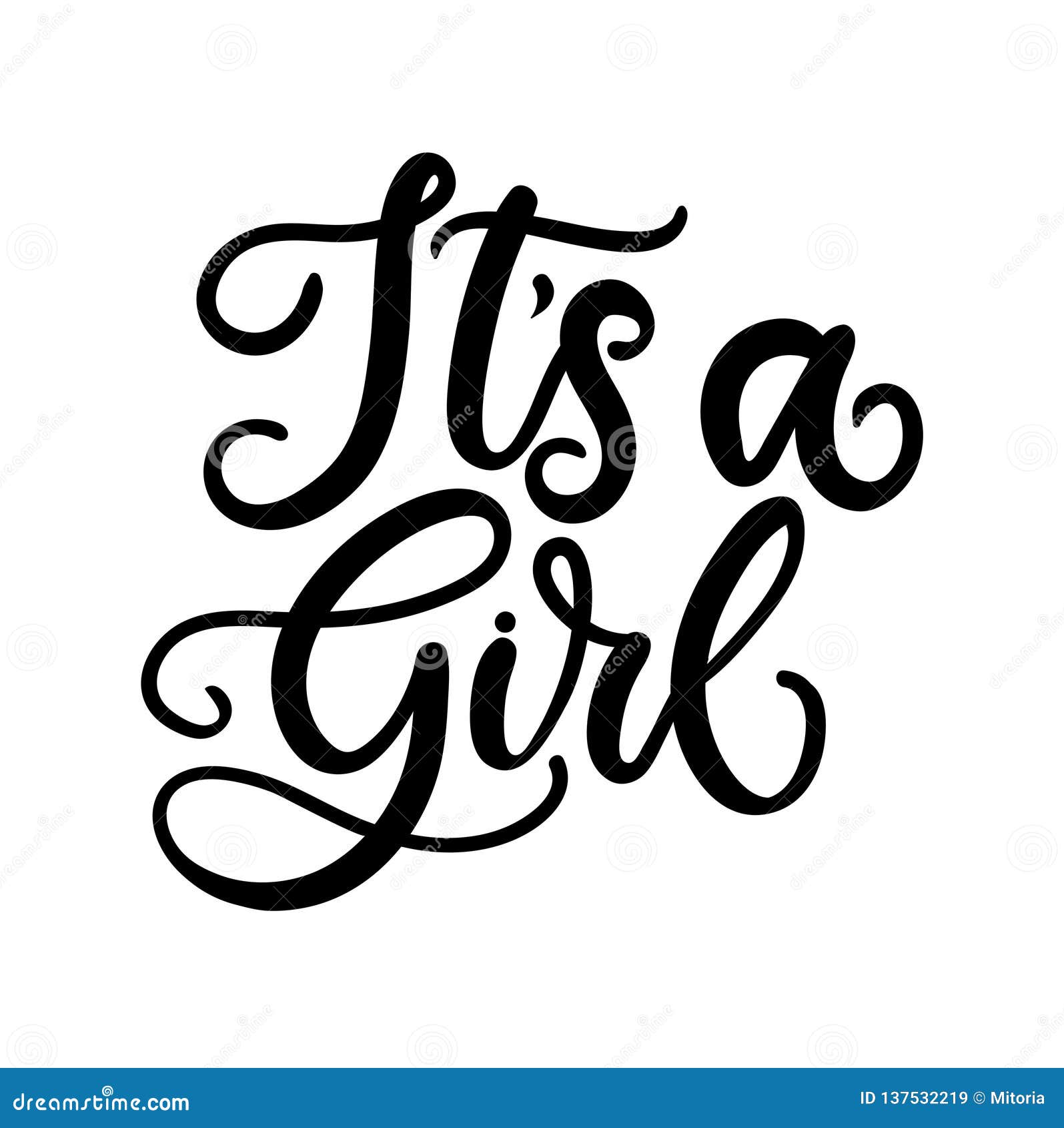 It`s a Girl Lettering Card for Baby Shower Invitation or Poster. Vector ...