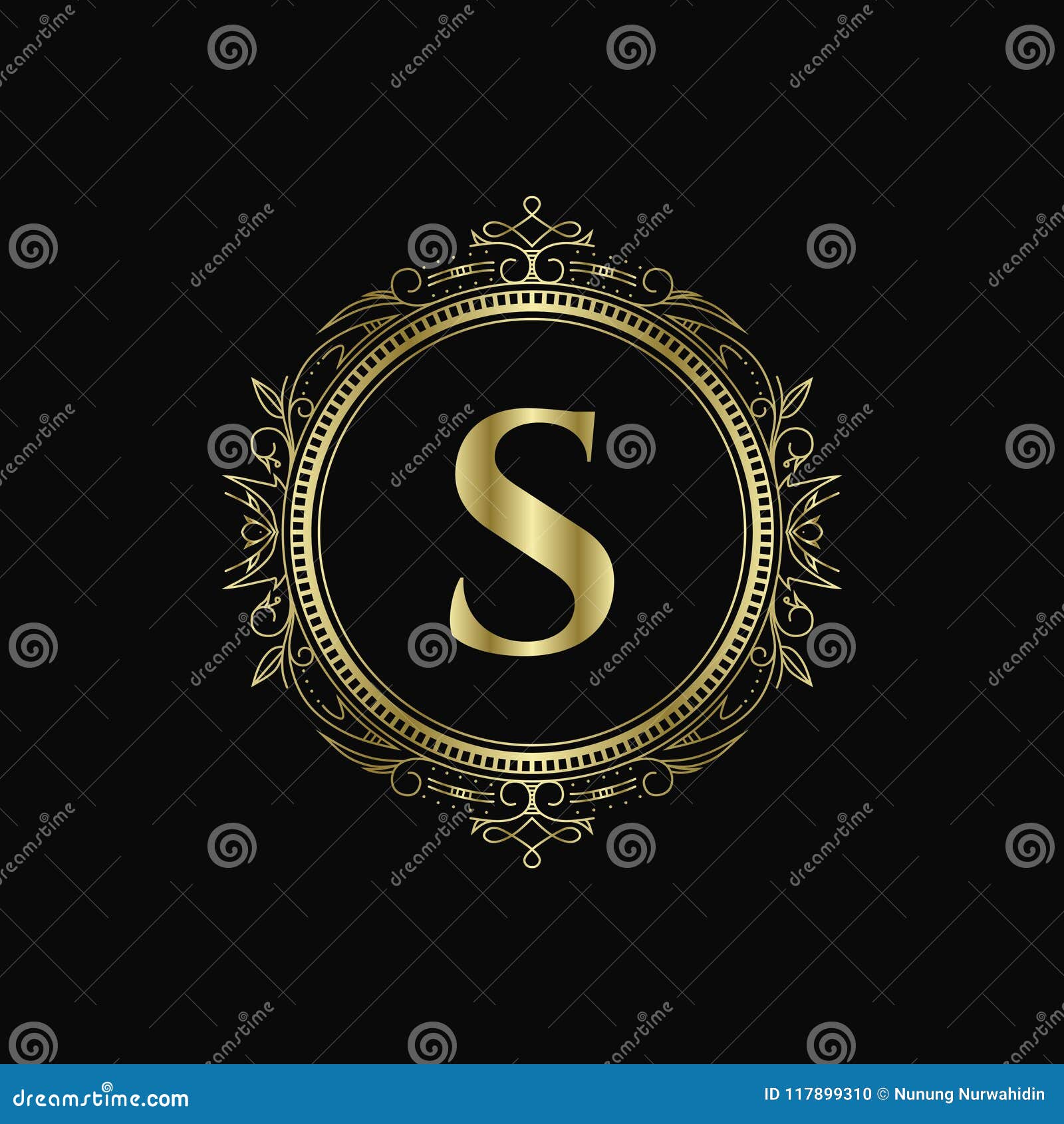 S Initial Monogram Letter Logo Template with Luxury Ornament Stock ...