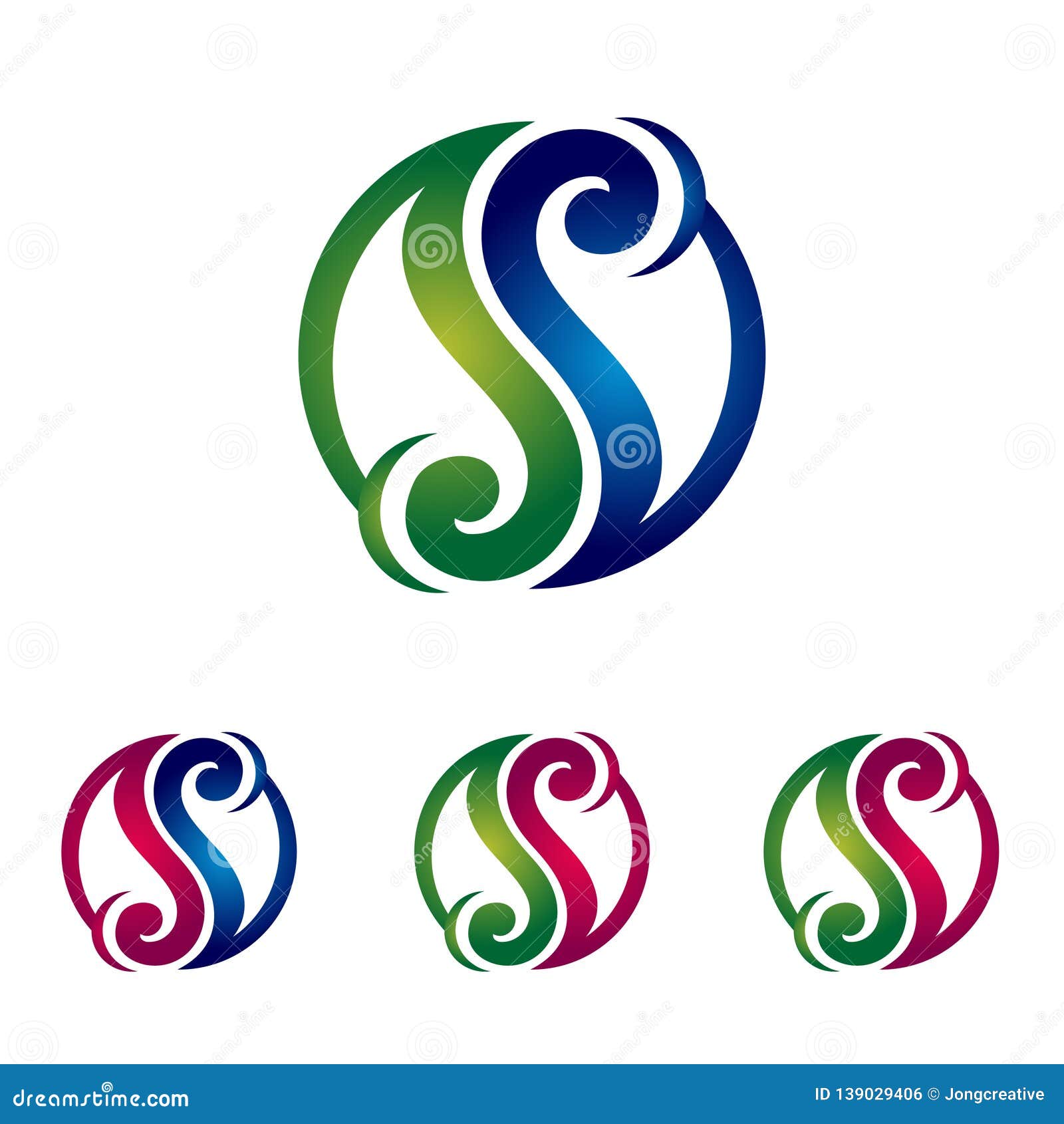 S Letter Twin Pair Yin Yang Logo Stock Vector Illustration of icon