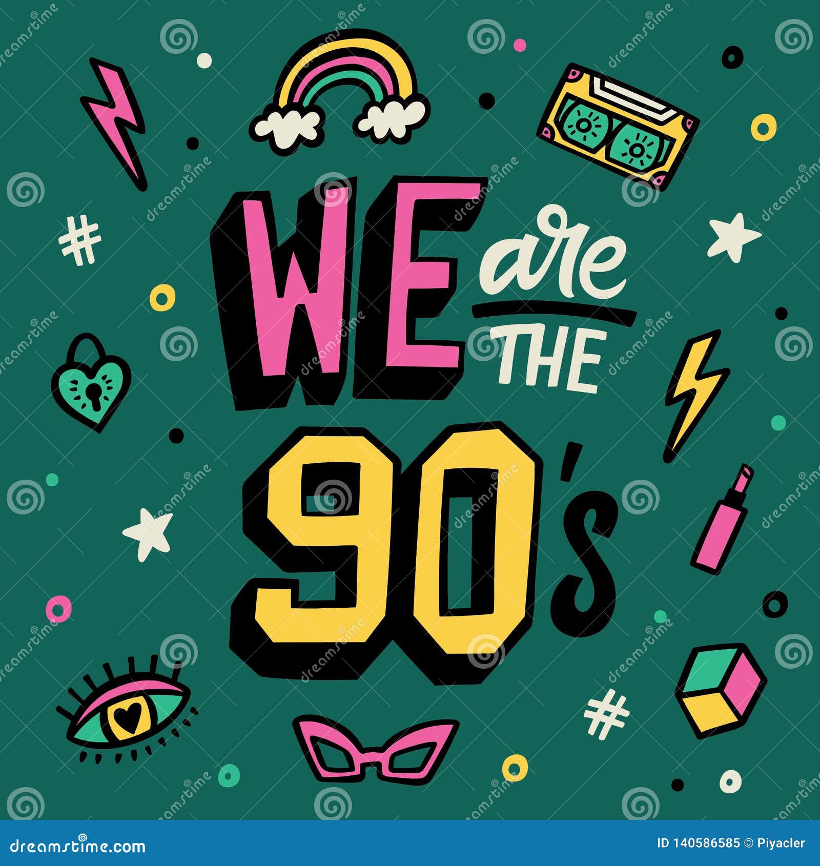 We Are The 90s Lettering Poster Stock Vector 