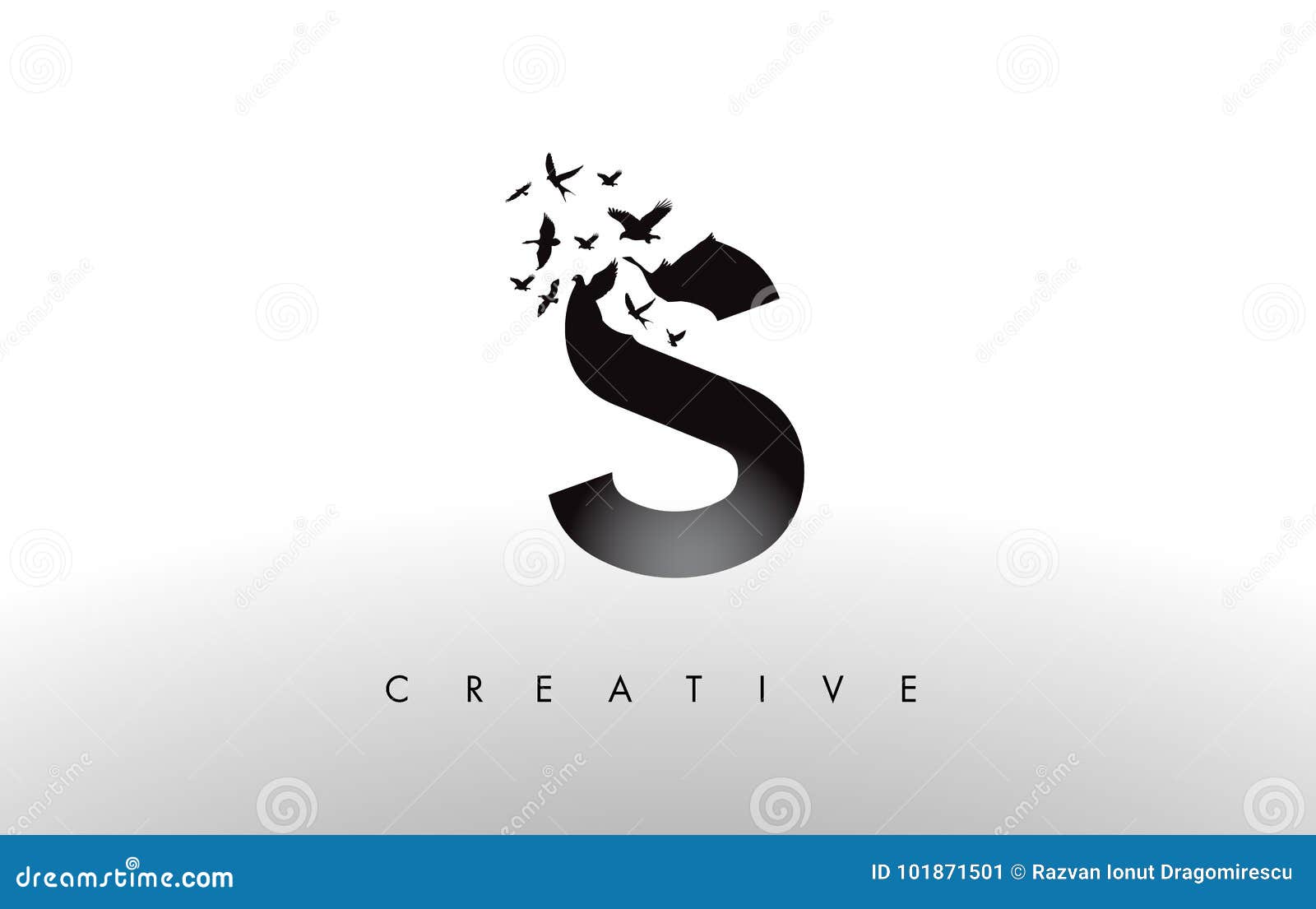 S Logo Letter Con La Multitud De Los Pajaros Que Vuelan Y Que Se Desintegran De Ilustracion Del Vector Ilustracion De Identidad Carta 101871501