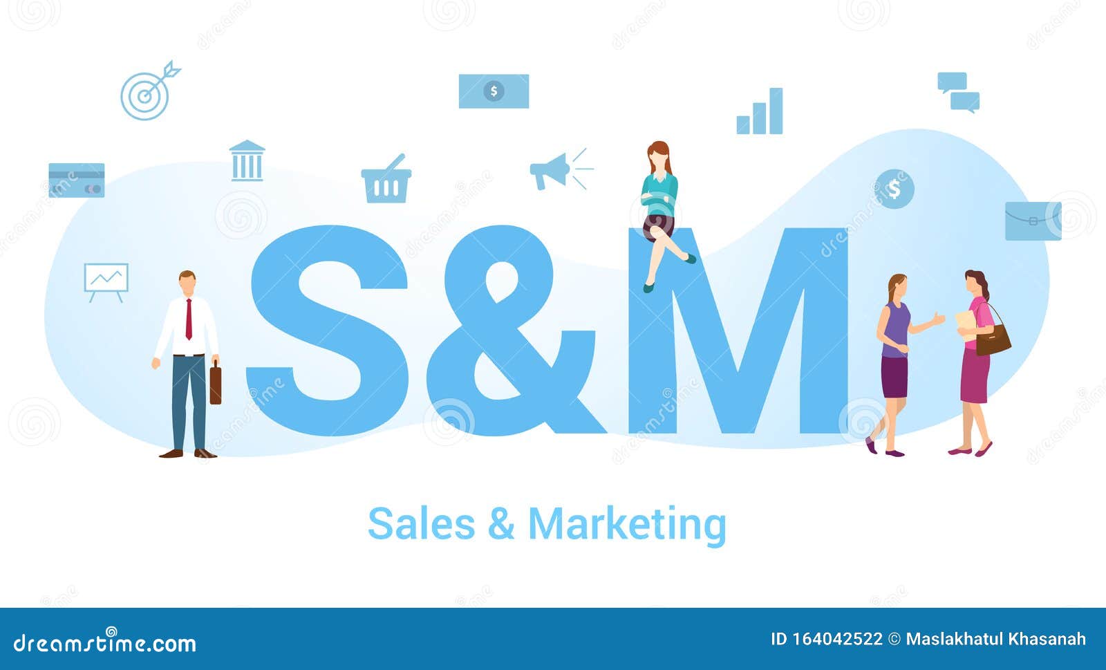 S&m Sales and Marketing Concept with Big Word or Text and Team People