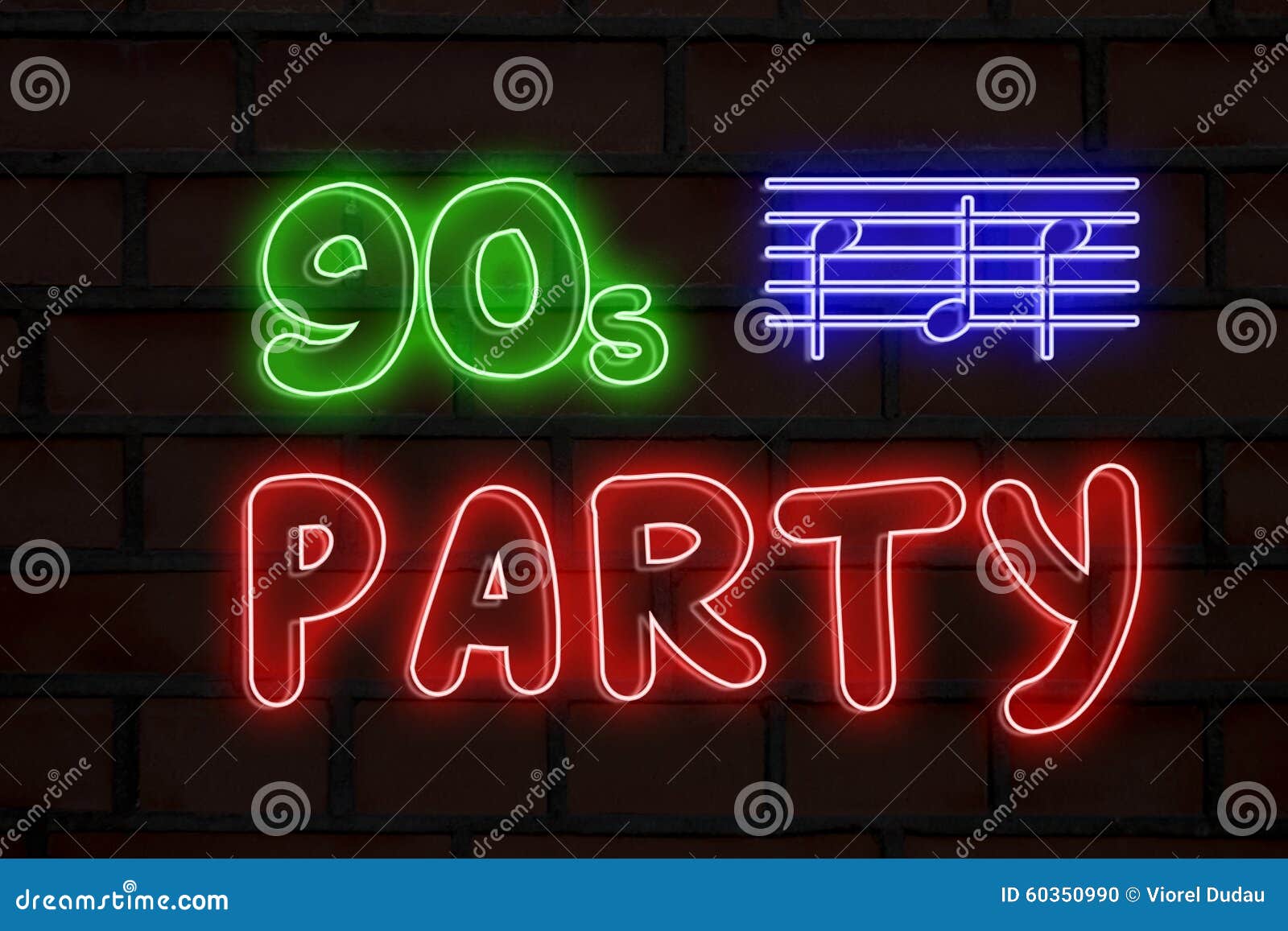 90s party neon lights stock illustration. Illustration of nightlife