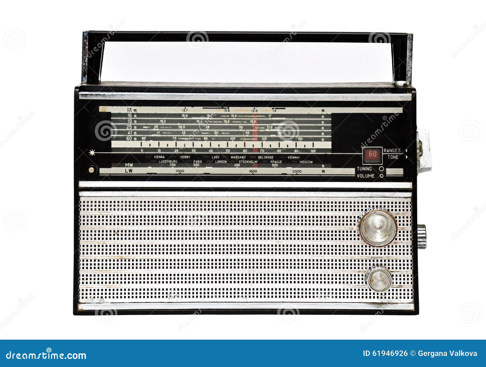 1960s retro radio  over white