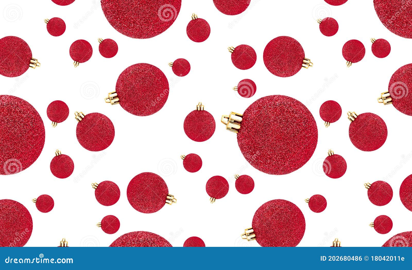 S Seamless Pattern with Christmas Red Decorative Balls Isolated on