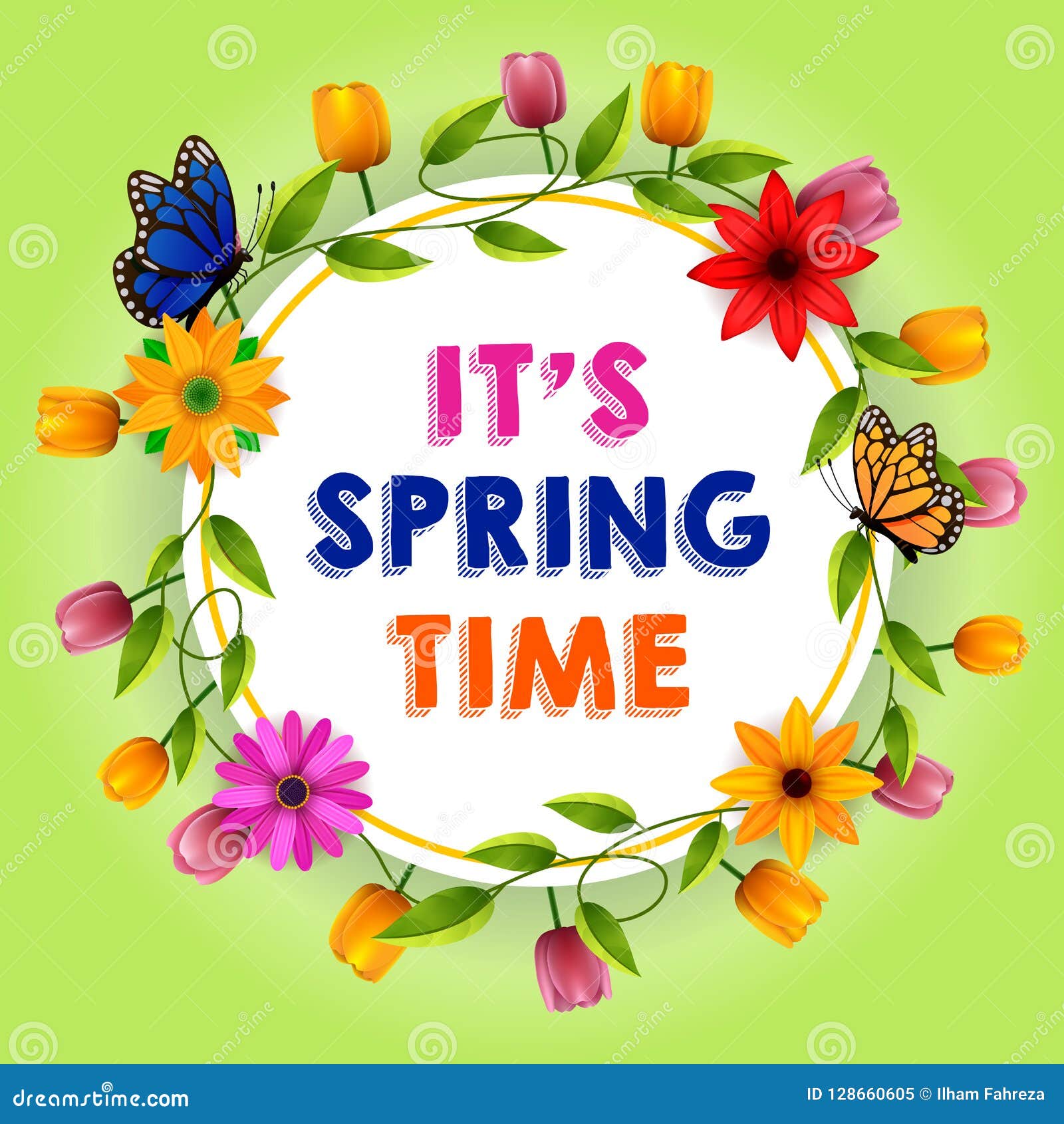 it s spring time vector greeting background design template spring template