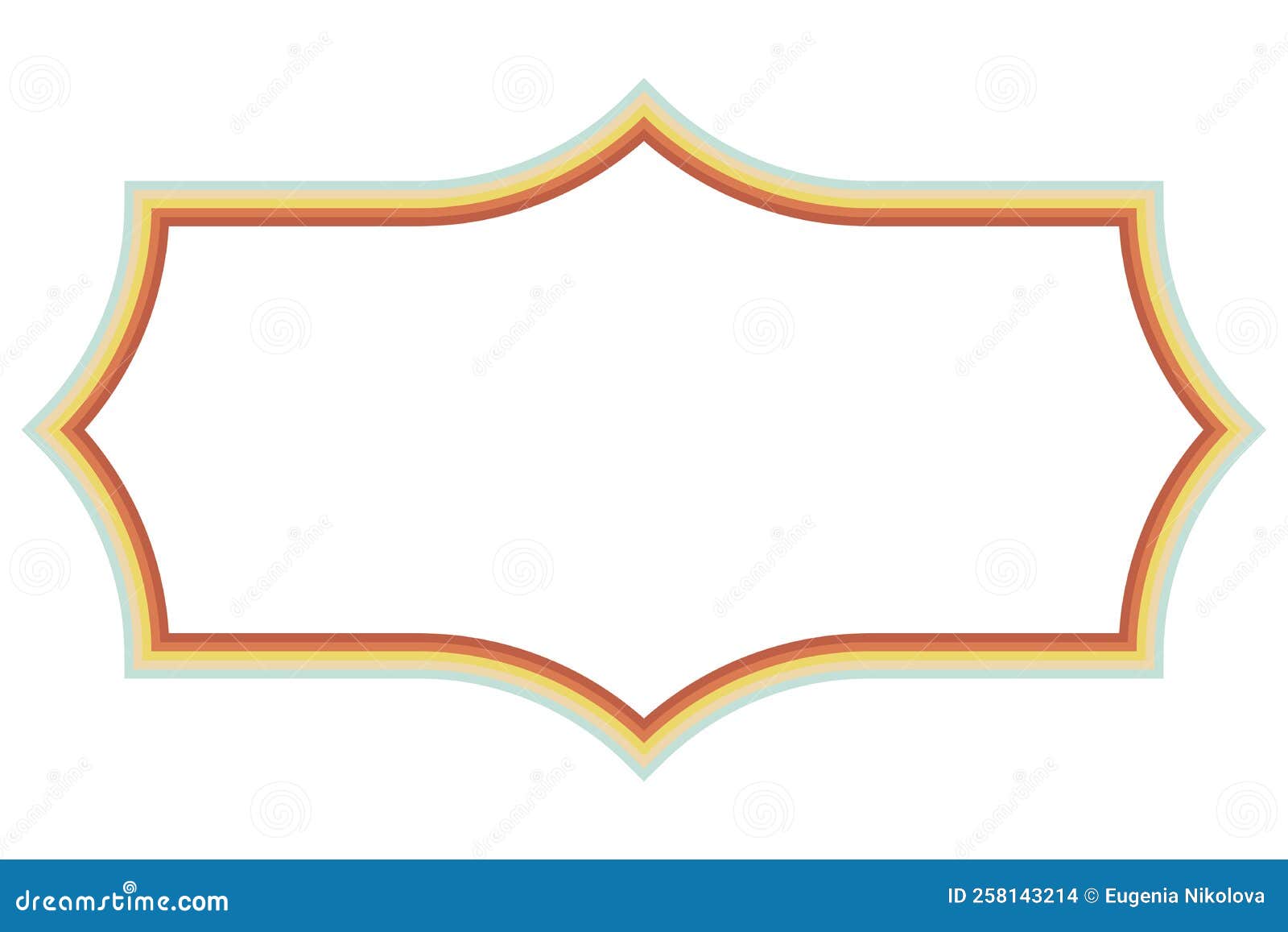 70s Style Retro Colors Frame Template. Stripes Decorative Border. Lines