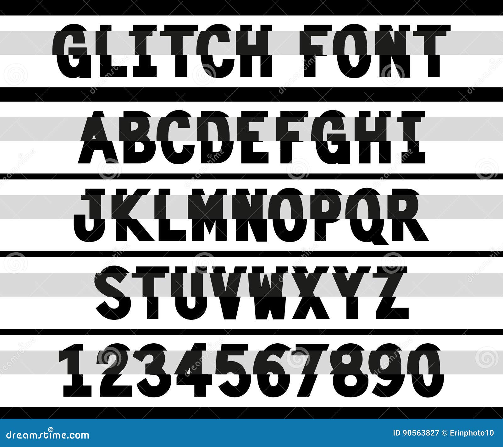 80s style VHS glitch font stock vector. Illustration of alphabet 90563827