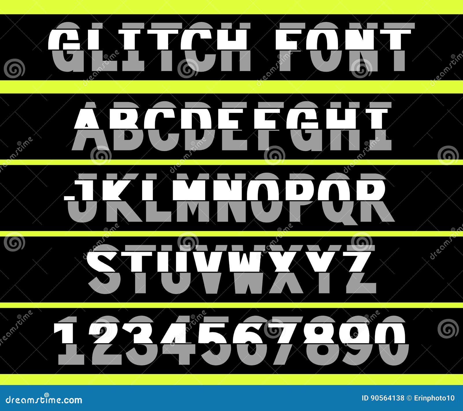 80s style VHS glitch font stock vector. Illustration of black 90564138