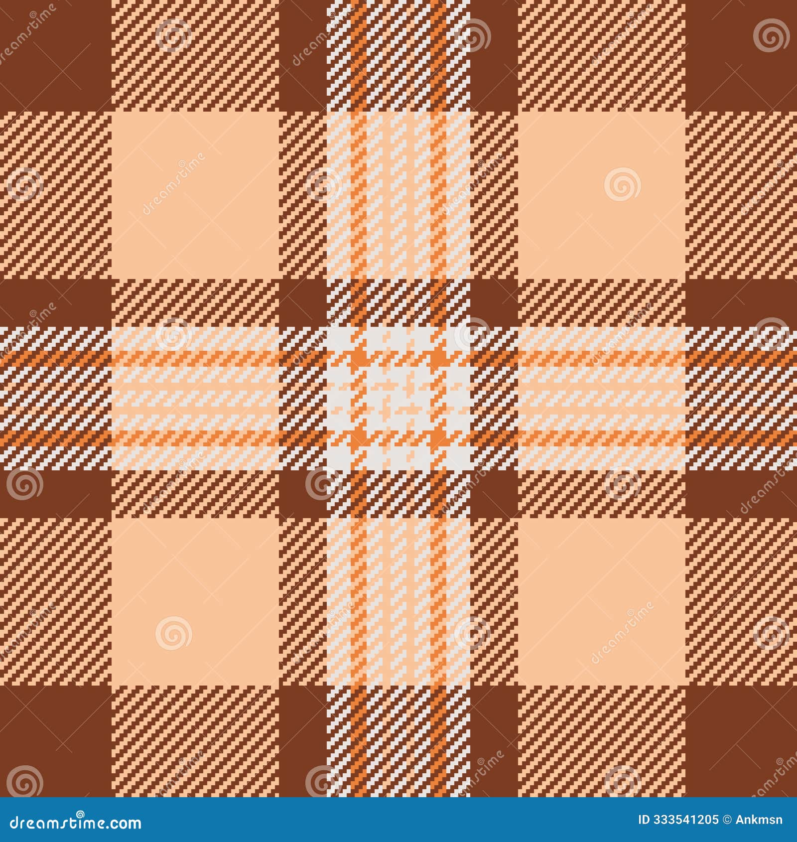 70s textile pattern background, bold  check tartan. minimalist fabric seamless texture plaid in orange and white colors