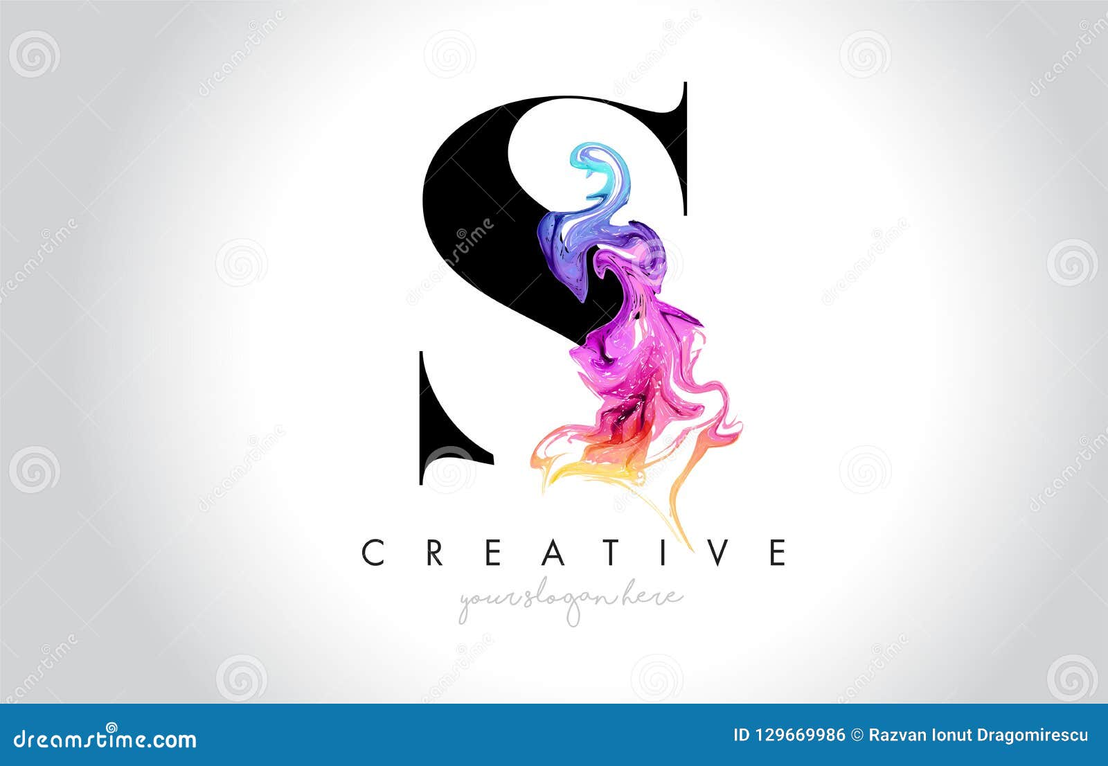 s vibrant creative leter logo  with colorful smoke ink flo
