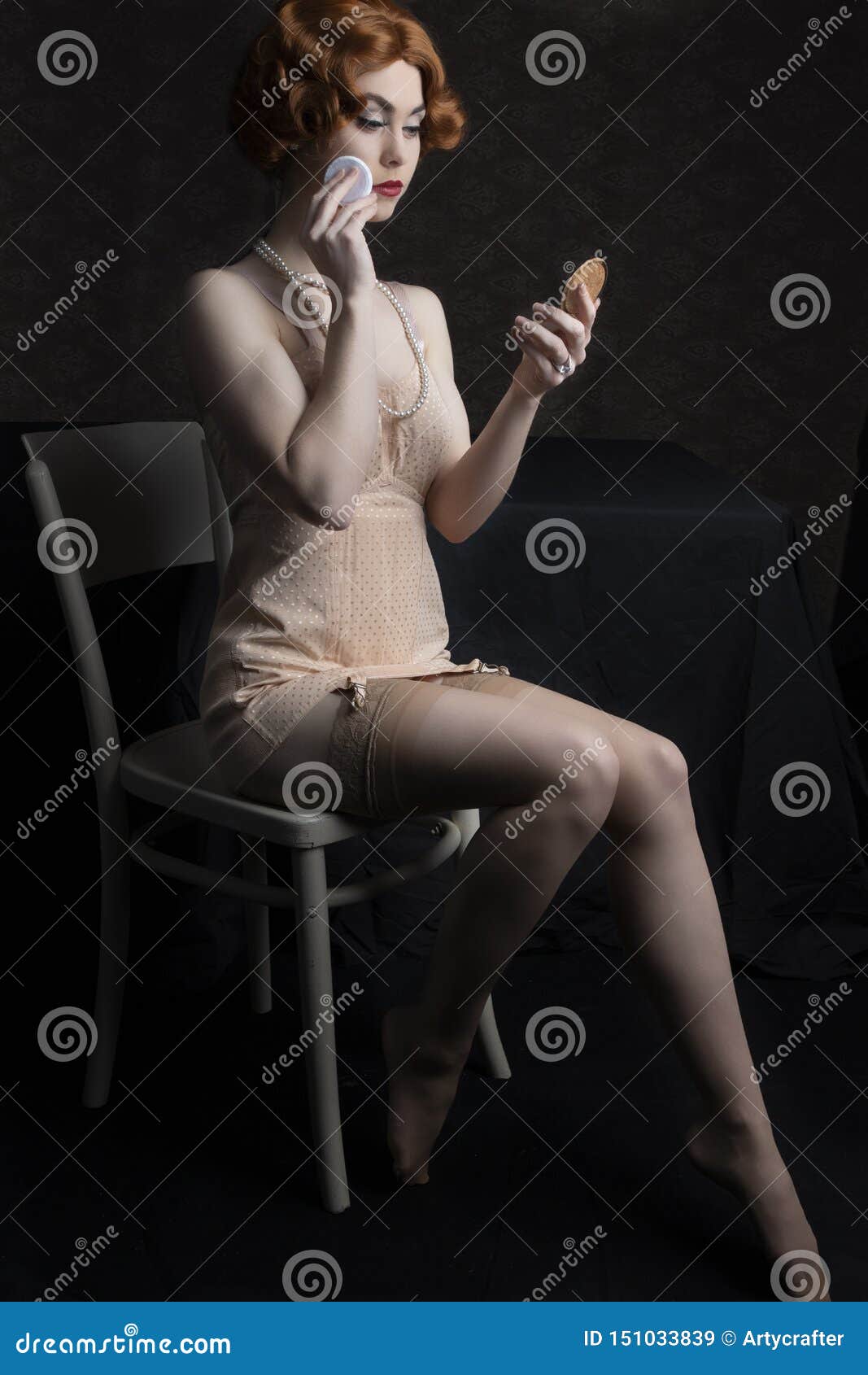 1950`s Woman in Girdle and Stockings Stock Image - Image of romance,  embroidered: 151033839