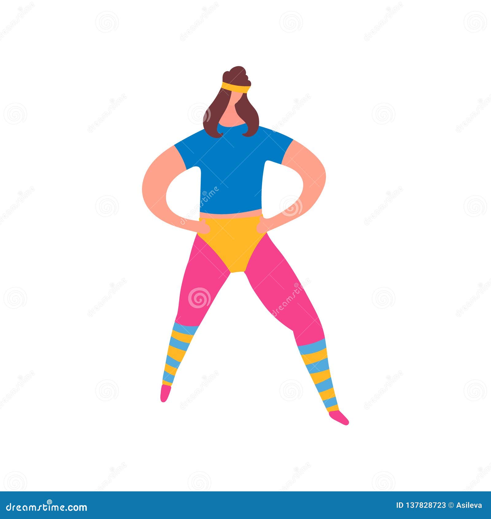 80s Years Woman Girl in Aerobics Outfit Doing Workout Shaping Stock Vector  - Illustration of energy, female: 137828723