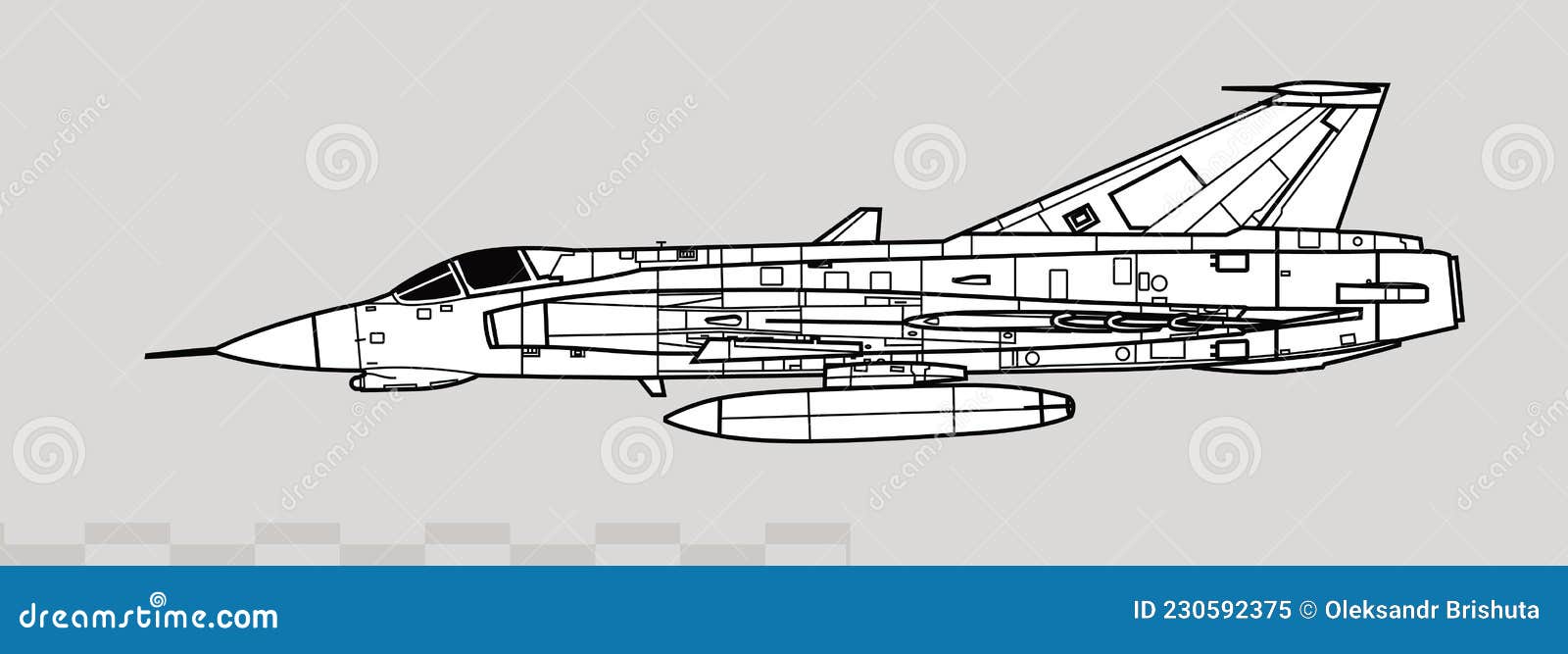 saab j35 draken.  drawing of multirole fighter.
