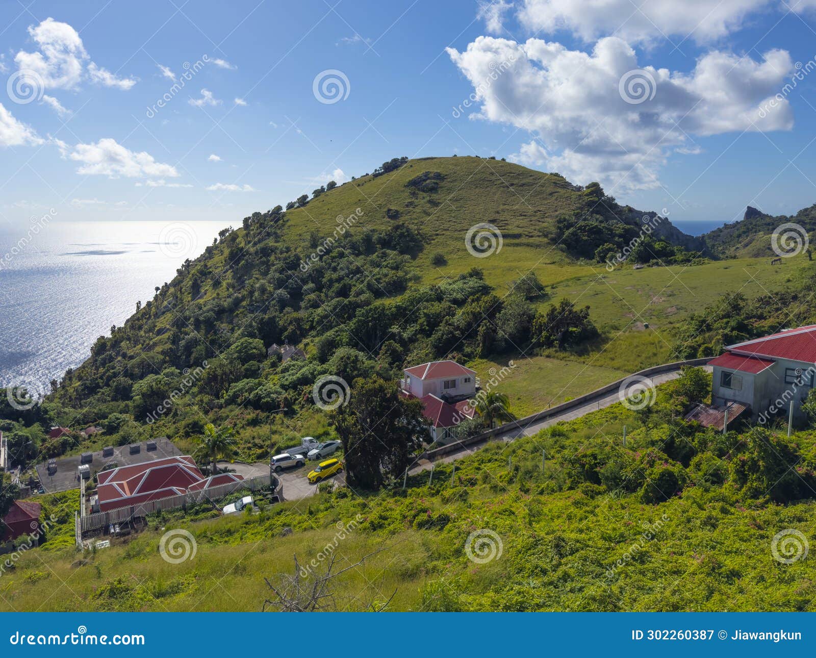 saba mountain aerial view, caribbean netherlands