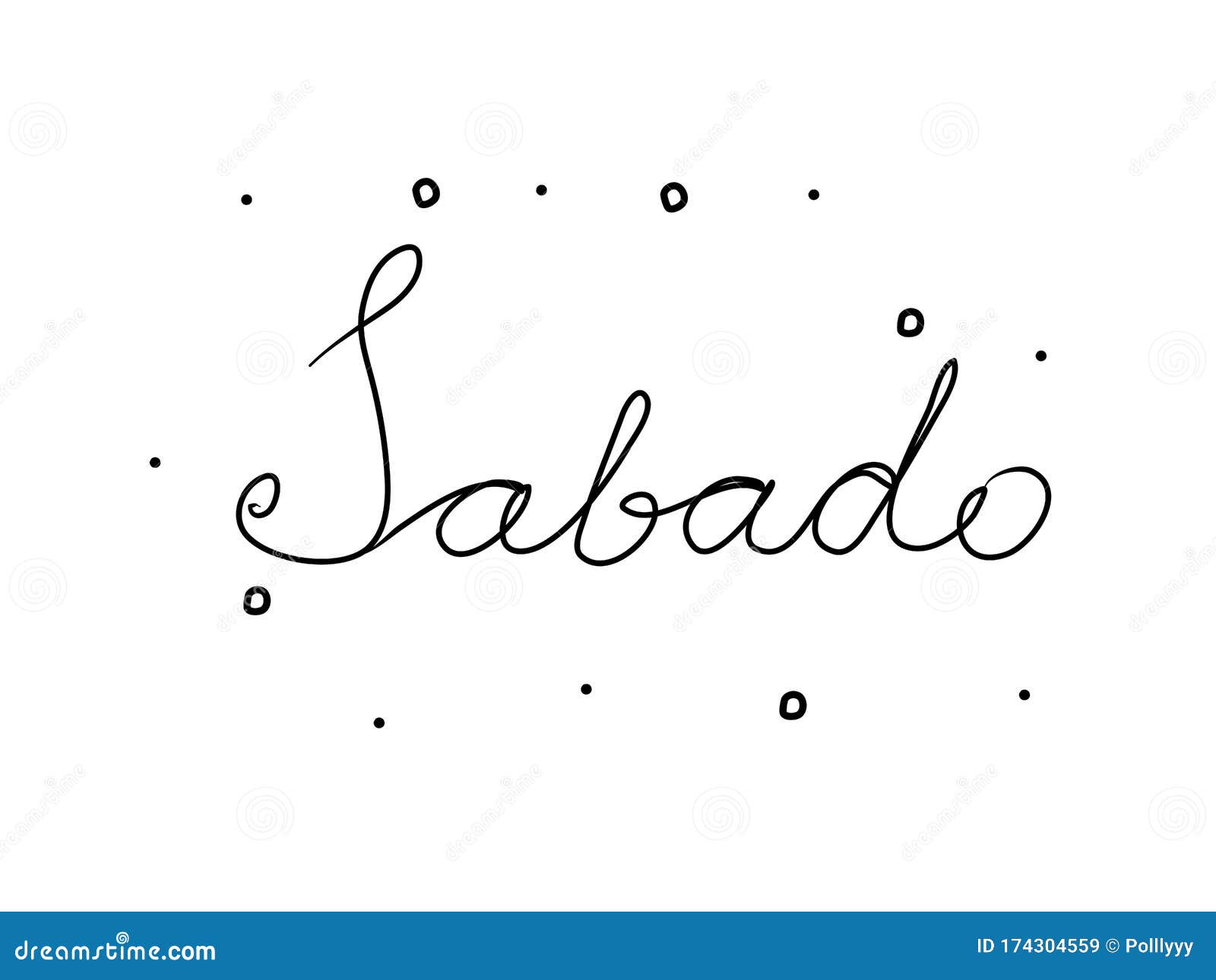 sabado phrase handwritten with a calligraphy brush. saturday in spanish. modern brush calligraphy.  word black