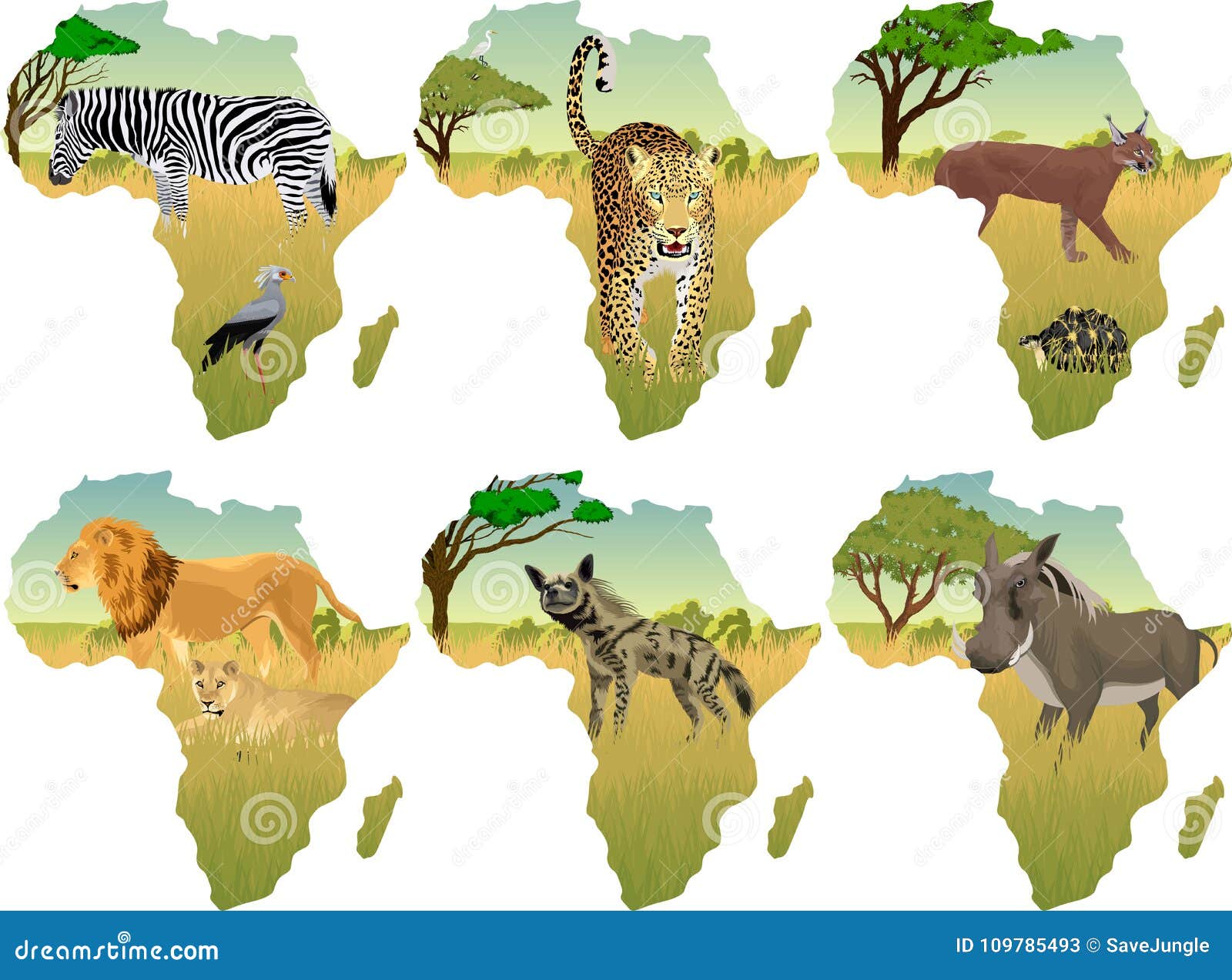 estático Embutido Increíble Sabana Africana Con Diversos Animales - Vector El Ejemplo Ilustración del  Vector - Ilustración de animal, madagascar: 109785493
