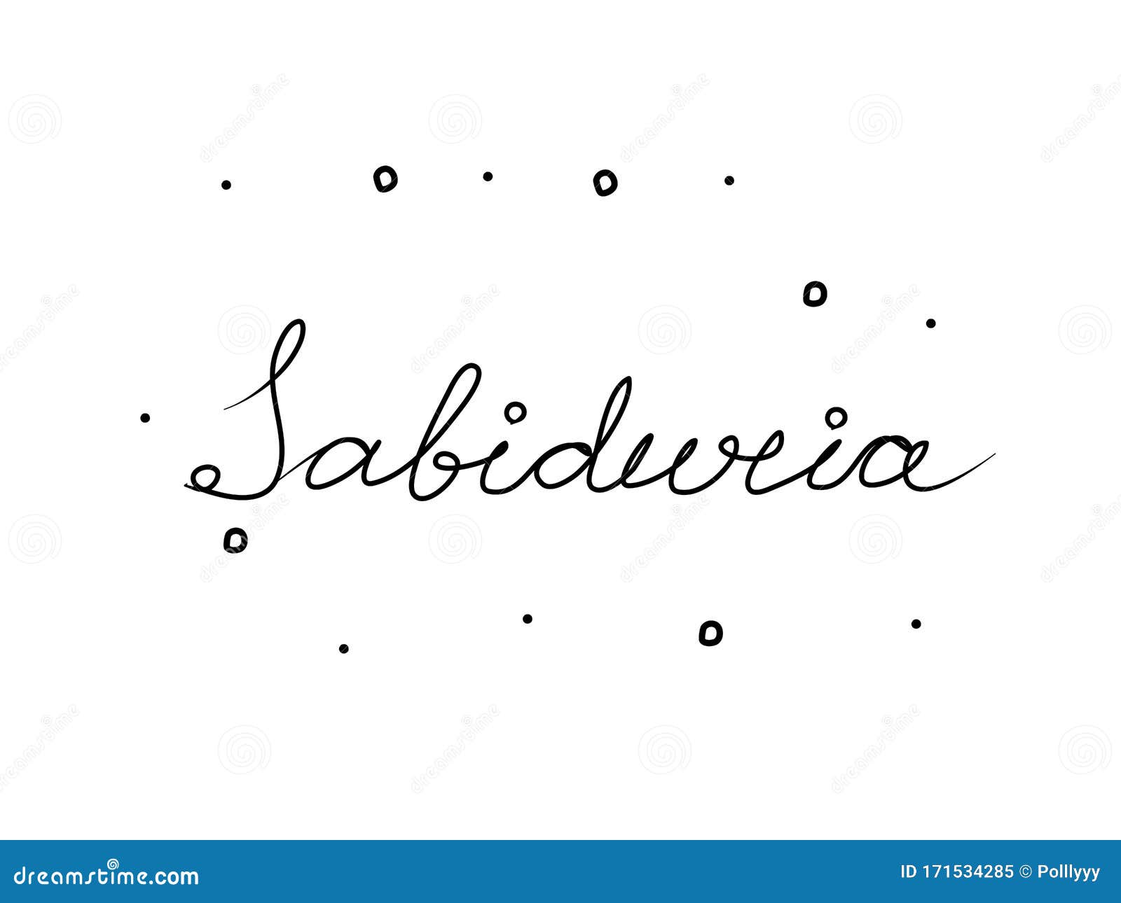 sabiduria phrase handwritten with a calligraphy brush. wisdom in spanish. modern brush calligraphy.  word black