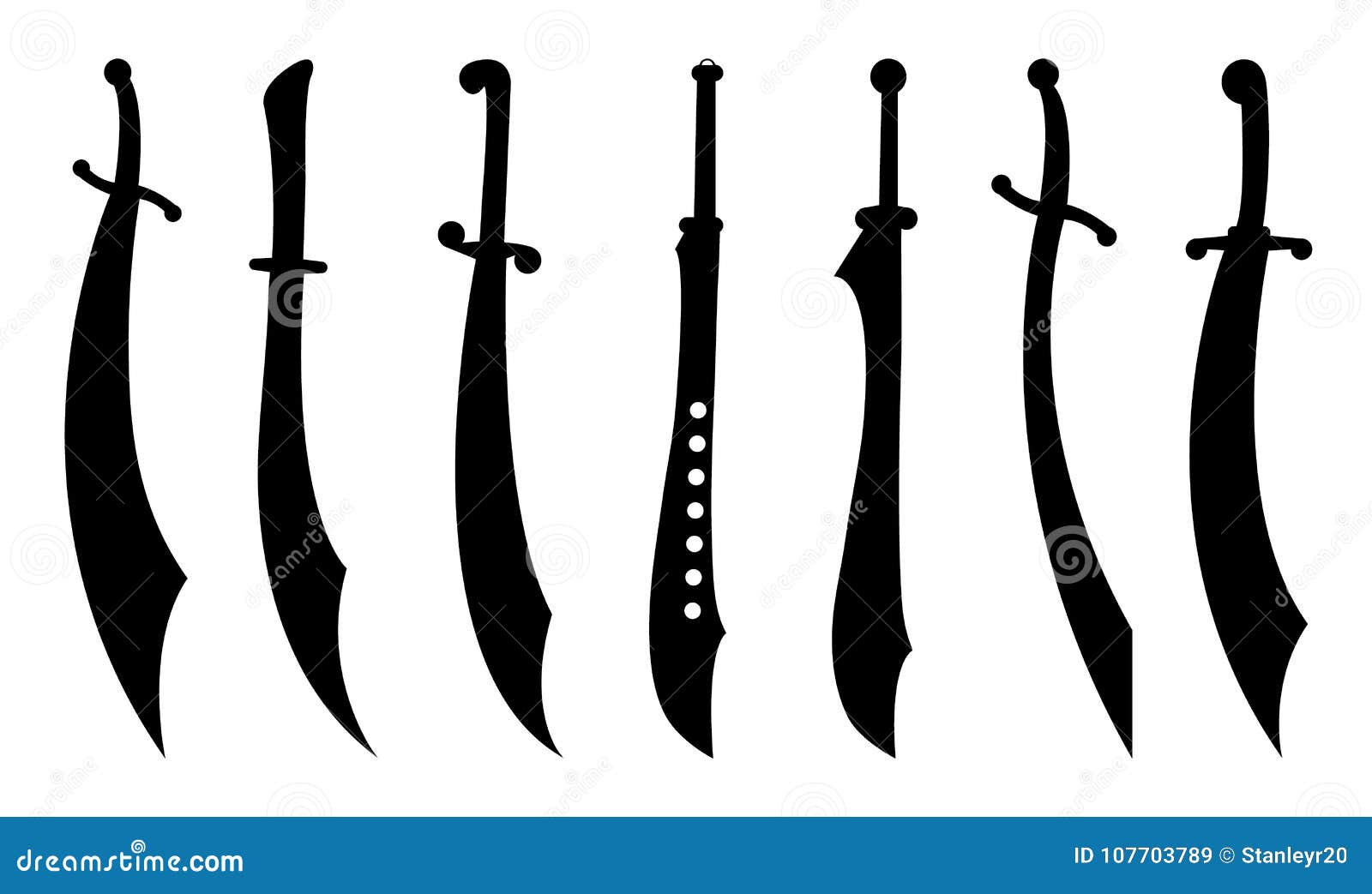 Sabres silhouette set stock vector. Illustration of fight 107703789