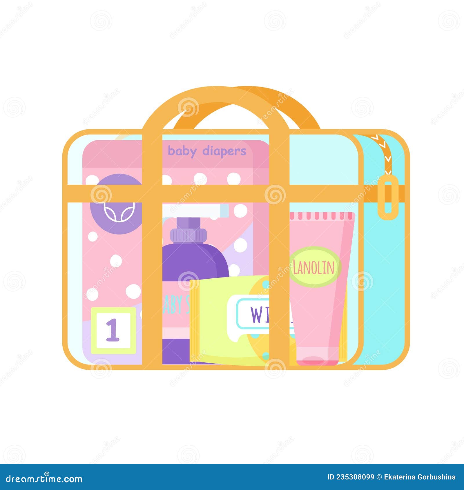 Sac Maternité Avec Cosmétiques Pour Maman Et Bébé. Emballage D'un Sac  D'hôpital. Cosmétique Pour Nouveau-né. Illustration de Vecteur -  Illustration du ventre, accouchement: 235308099