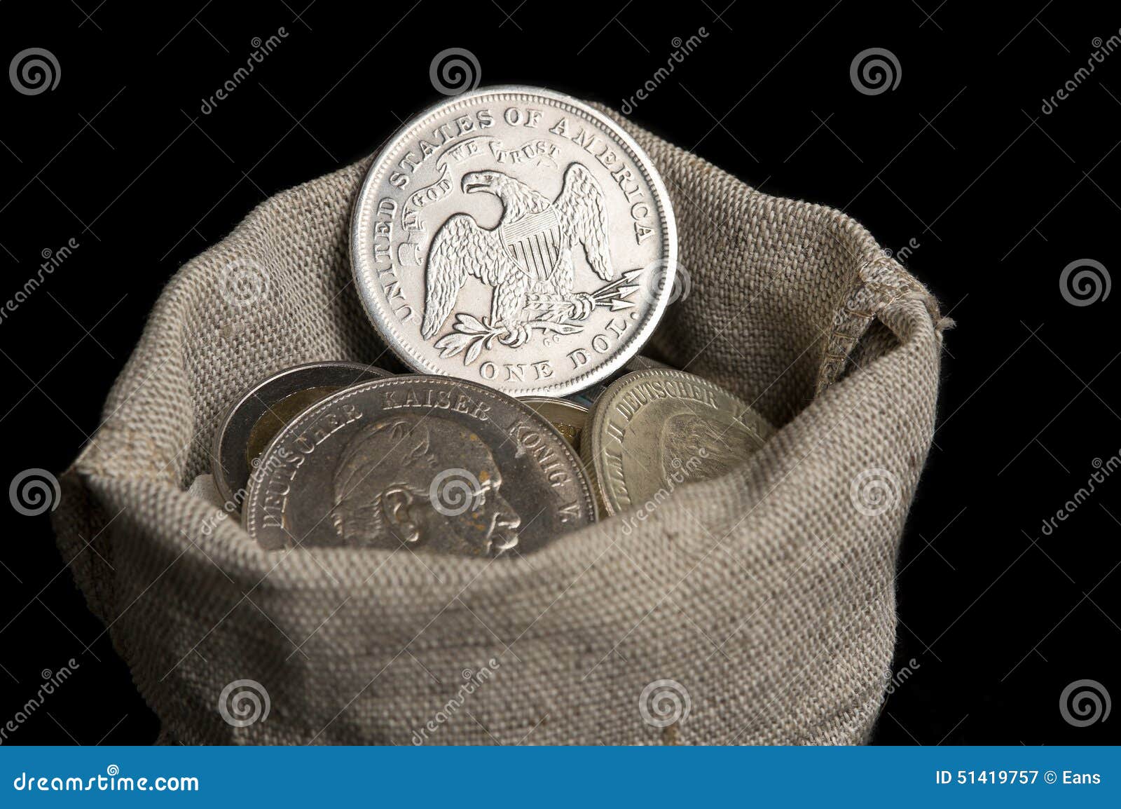 Sack Bag with Old Silver Coins Stock Image Image of treasure, 1846
