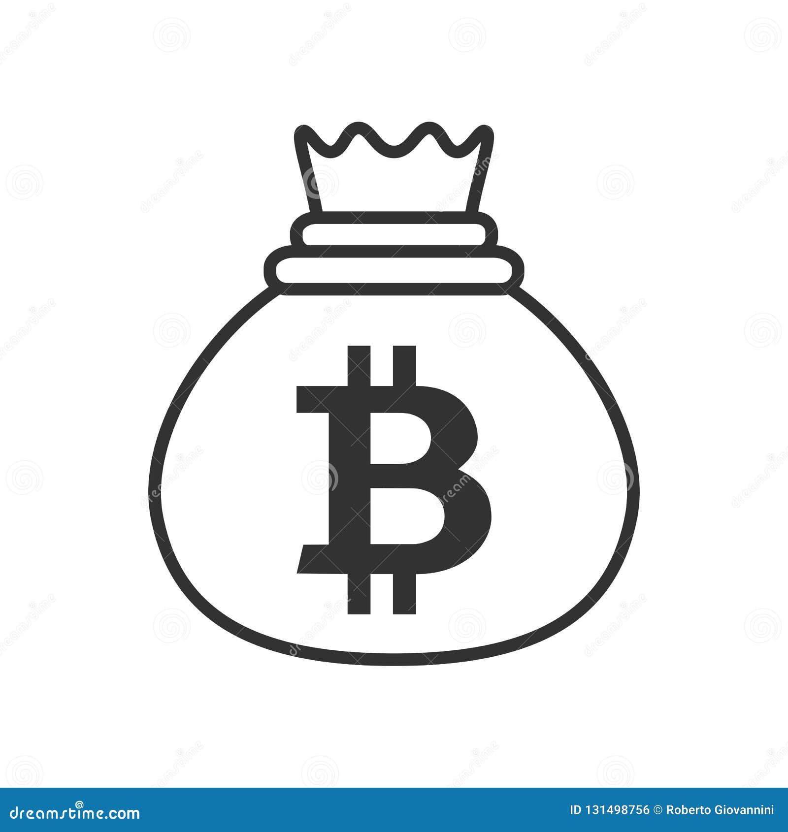 Sack Of Bitcoin Money Outline Icon On White Stock Vector