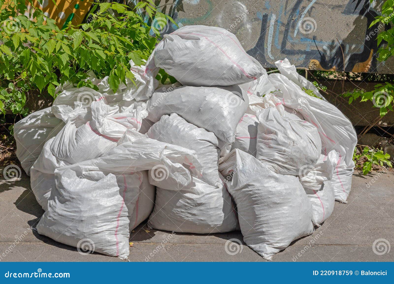 Sacks Construction Debris stock image. Image of construction 220918759