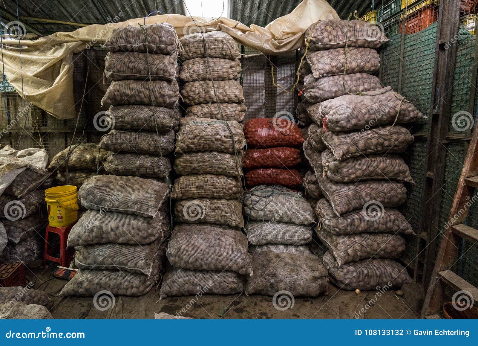 sacks of potatoes at paloqumao market bogotÃÂ¡