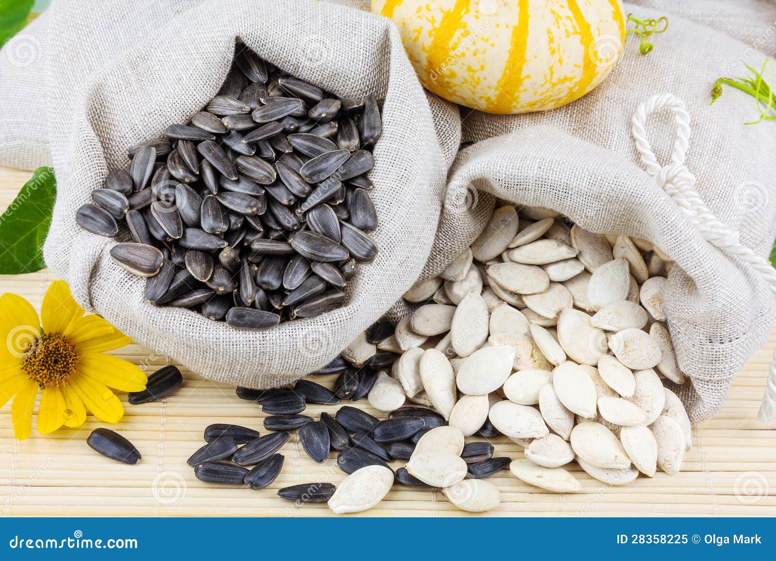 Sacks of Sunflower and Pumpkin Seeds on the Mat Stock Image Image of heap, delicious 28358225