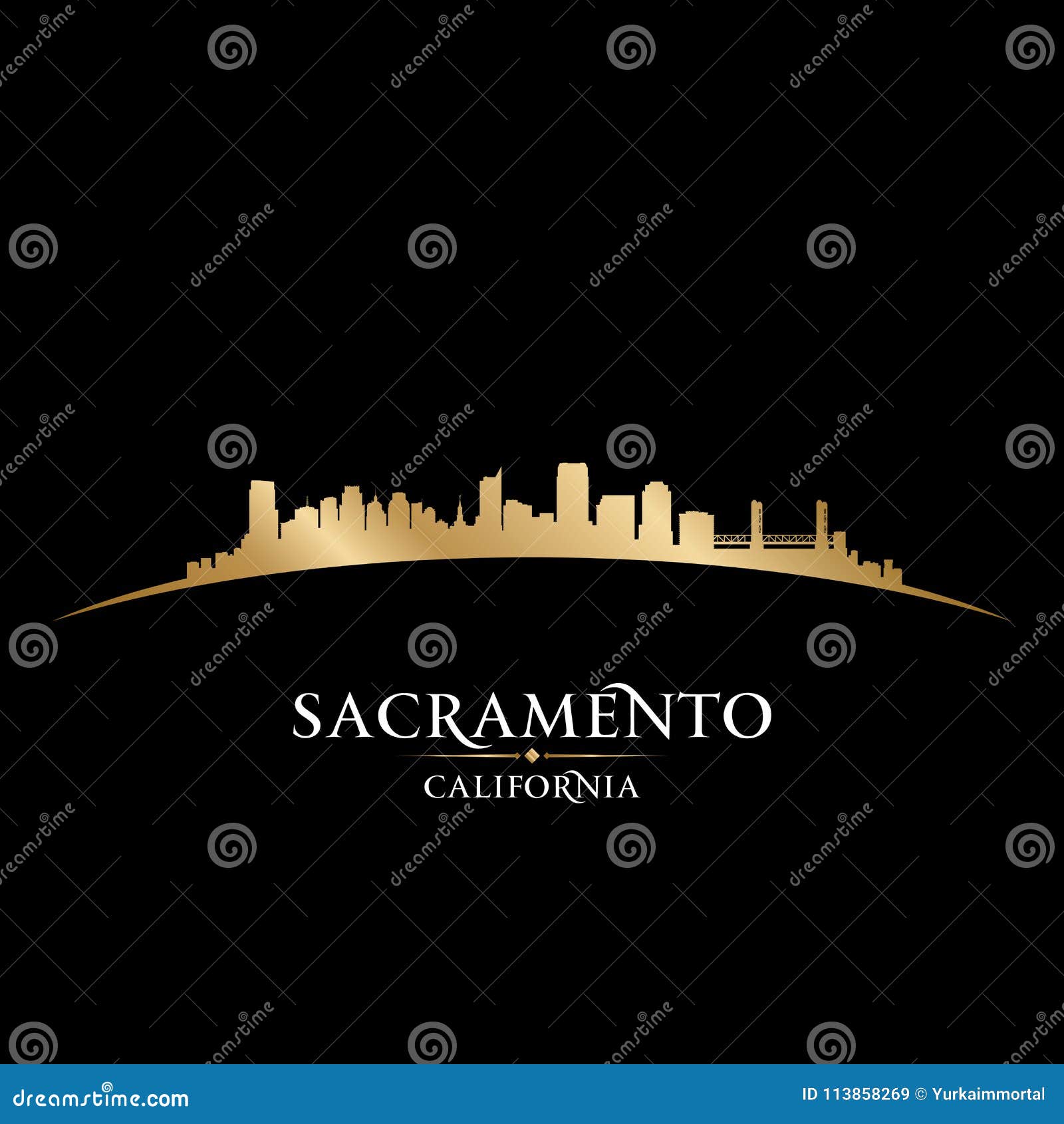 sacramento california city skyline silhouette black background