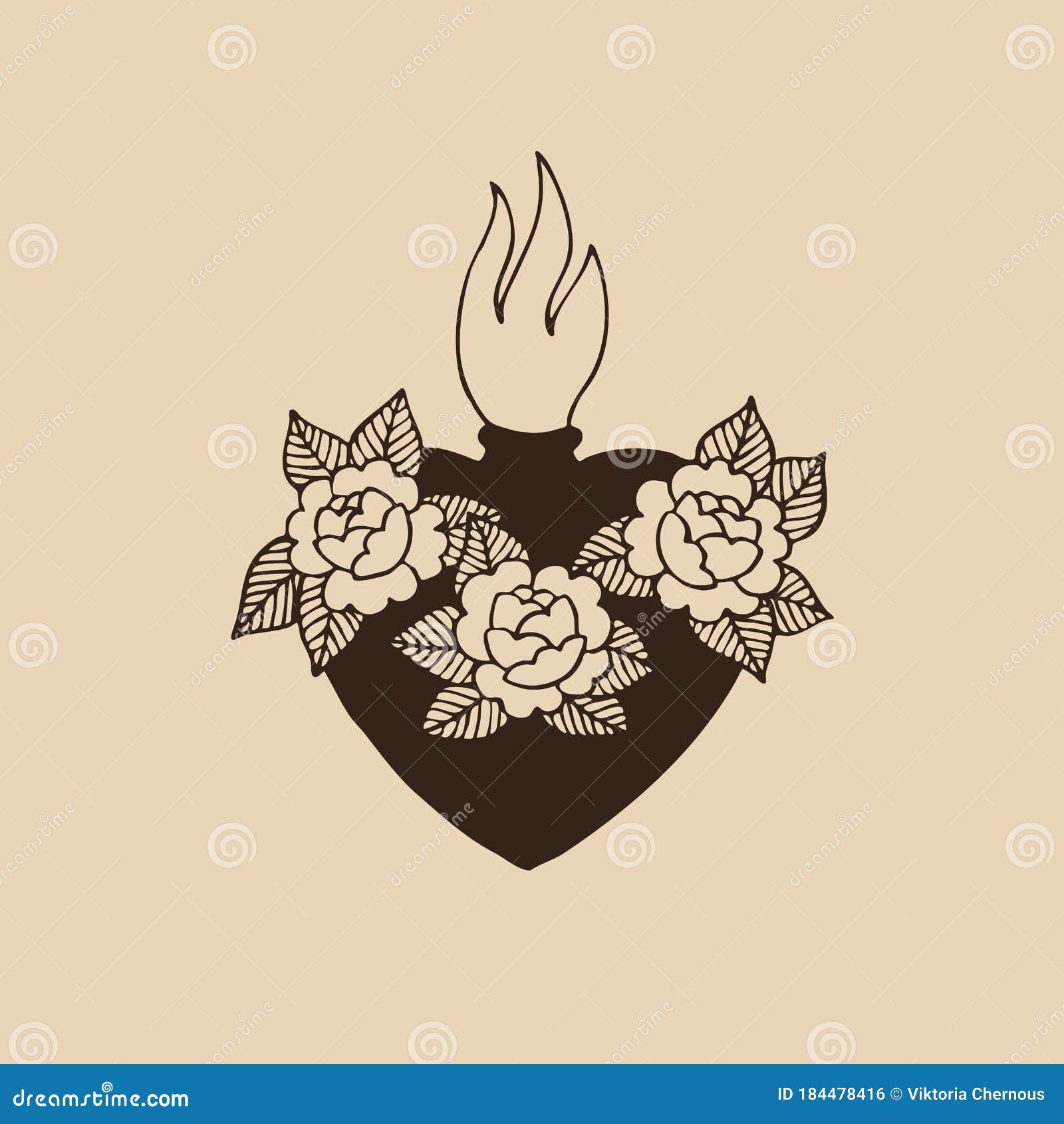 Sacred Heart Traditional Tattoo Flash Stock Vector Royalty Free 747873427   Shutterstock
