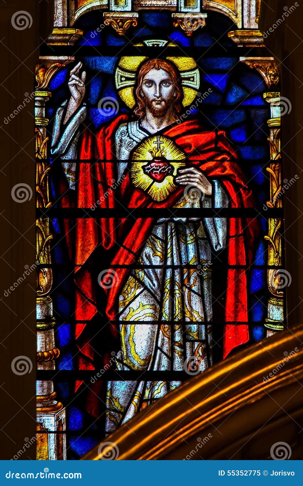 Sacred Heart of Jesus Christ - Stained Glass Stock Image - Image of ...