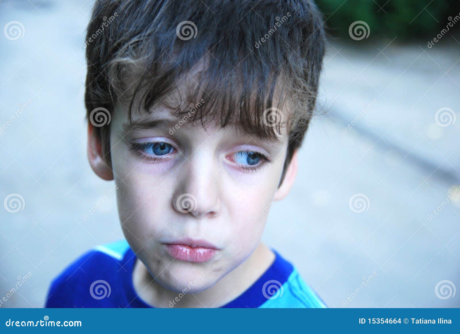 Sad 7 Years Old Boy Portrait. Stock Photo - Image of child, portrait ...