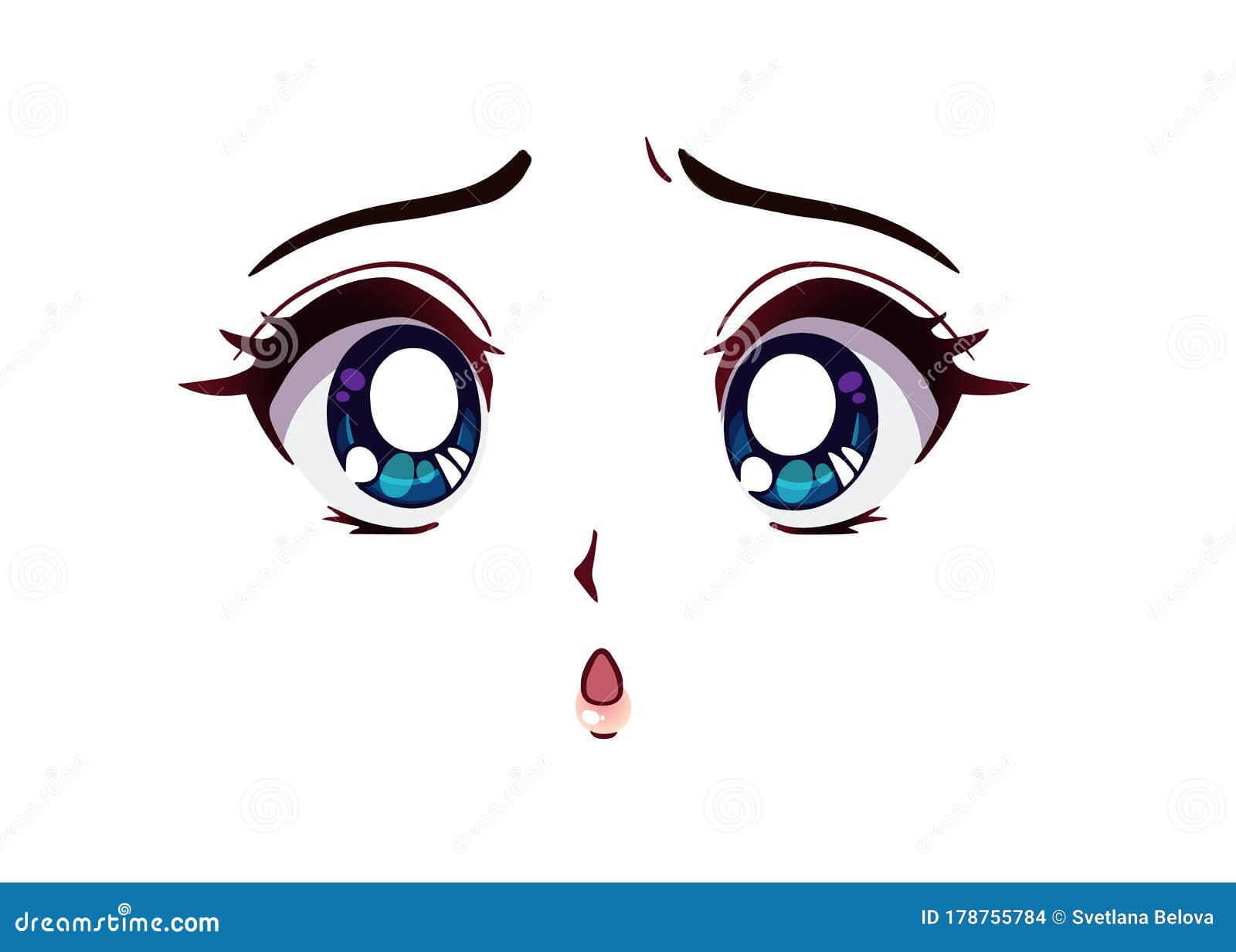 Sad Anime Face. Manga Style Big Blue Eyes Stock Vector - Illustration of  expression, beautiful: 178755784