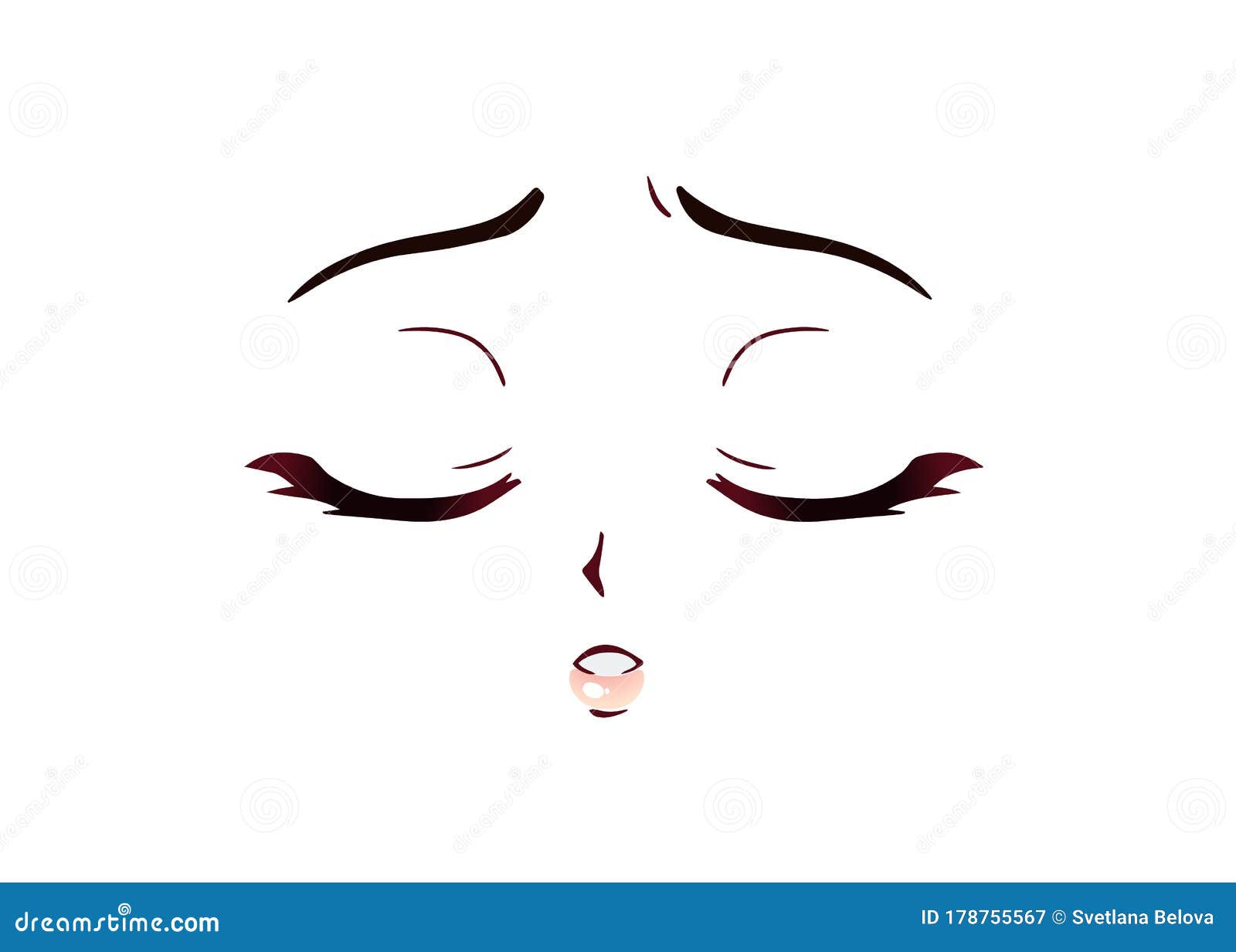 Scared Anime Face Manga Style Funny Stock Vector (Royalty Free
