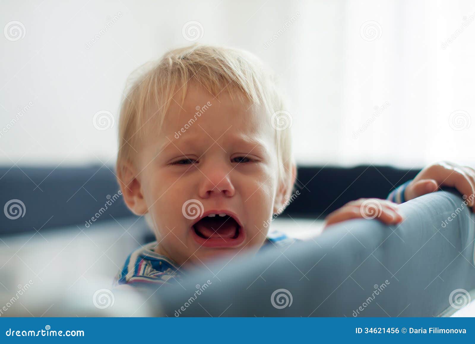 Sad Baby In The Crib Royalty Free Stock Image Image 34621456