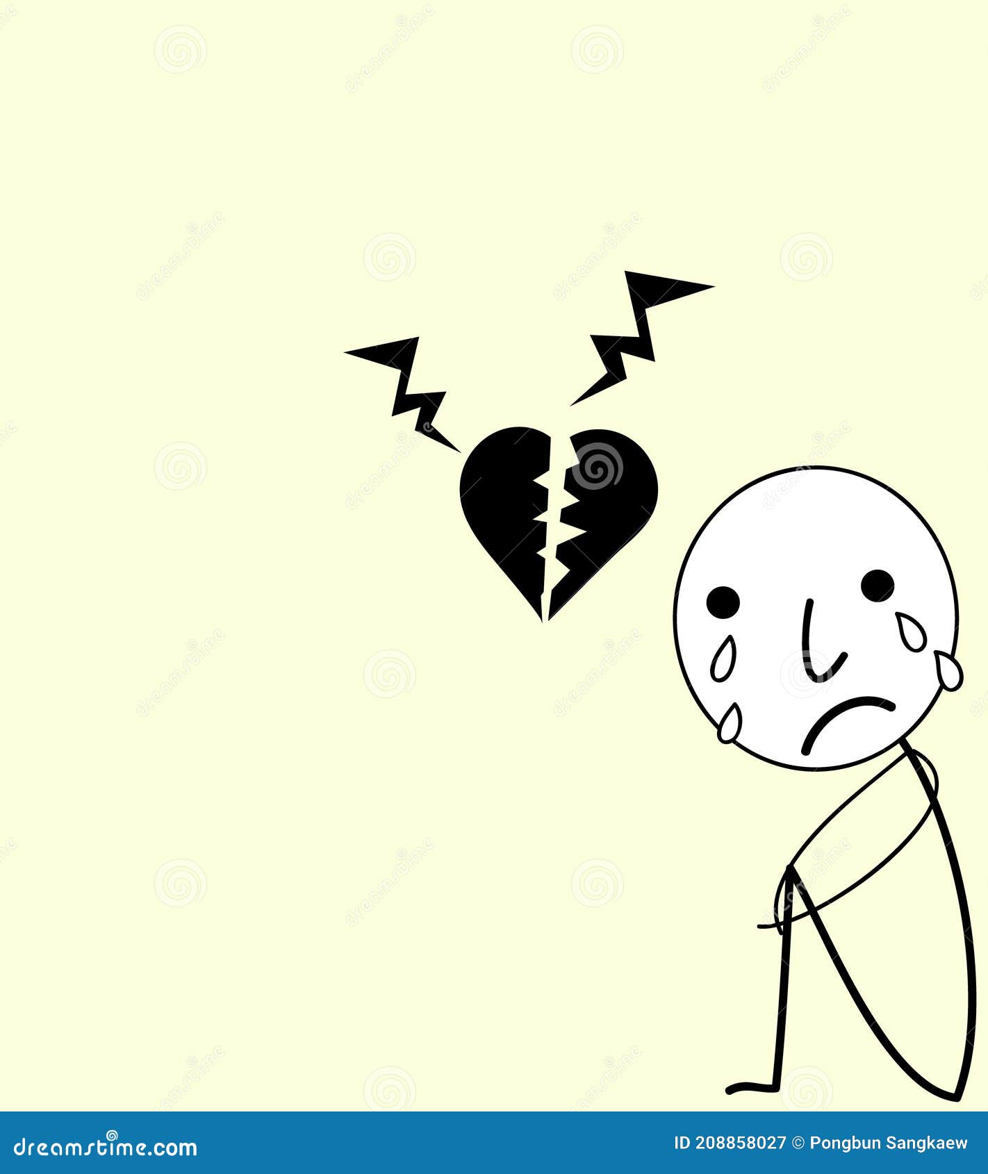 Sad Boy Broken Heart Cartoon with Speech Bubble Stock Illustration -  Illustration of black, broken: 208858027